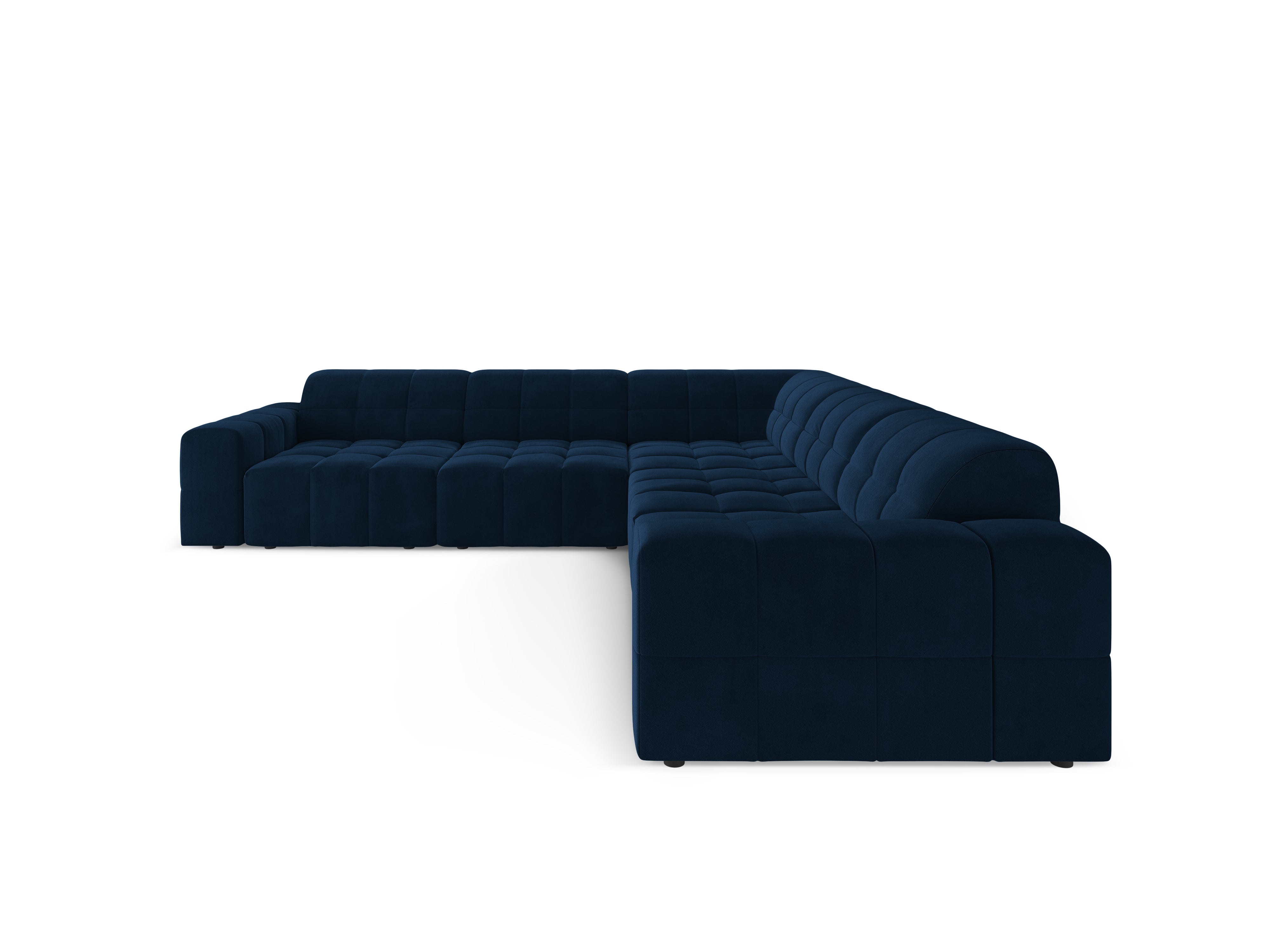 Symmetrical Velvet Corner Sofa CHICAGO Navy Blue