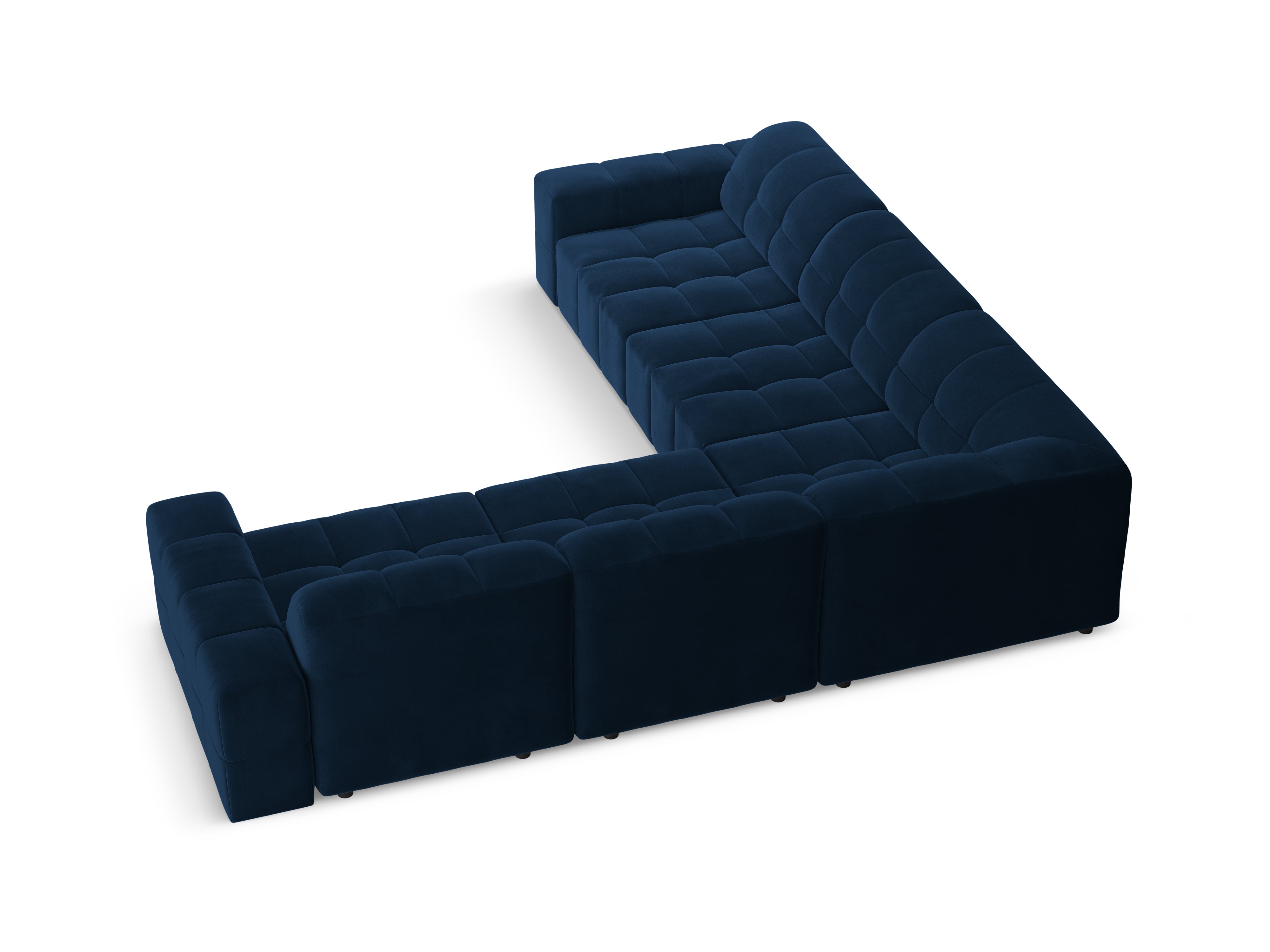 Symmetrical Velvet Corner Sofa CHICAGO Navy Blue