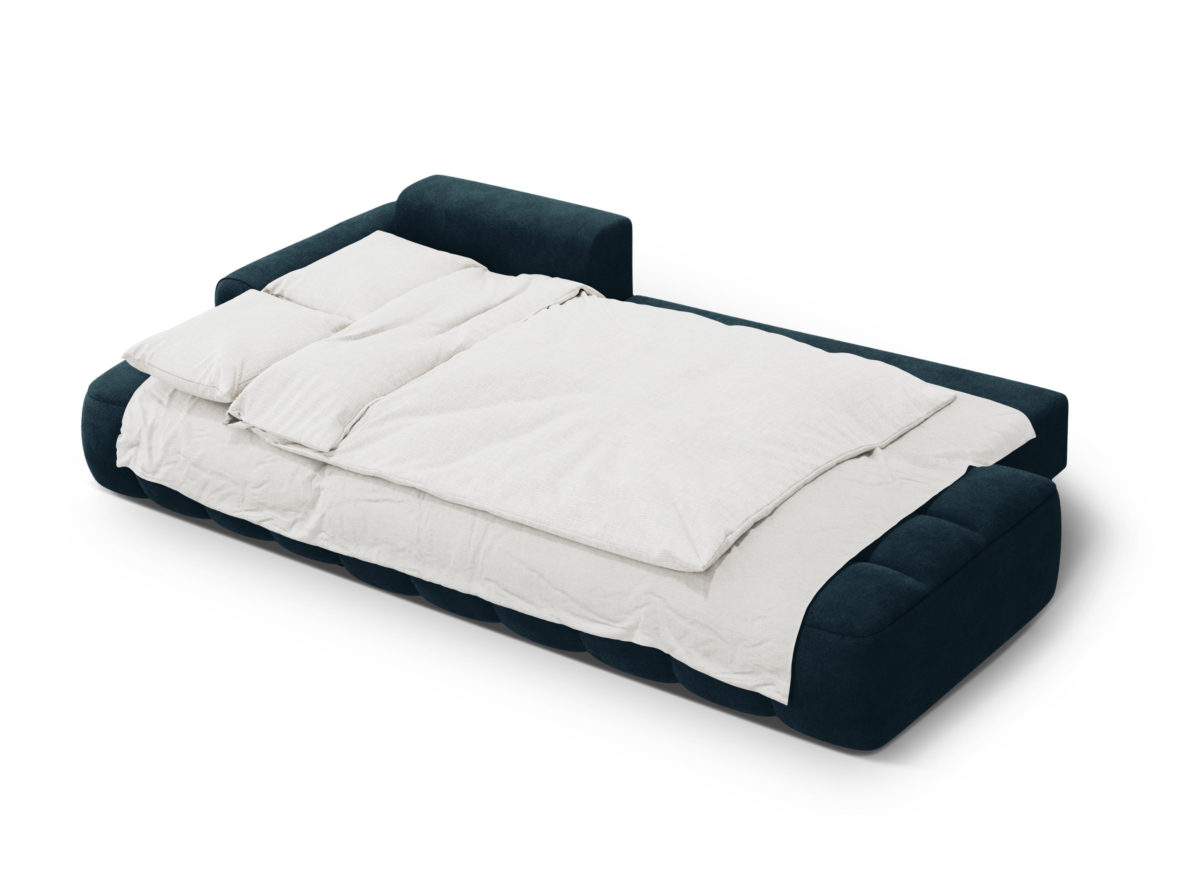 Samt-Ecksofa links mit Schlaffunktion 3-sitzig LINZ petrol