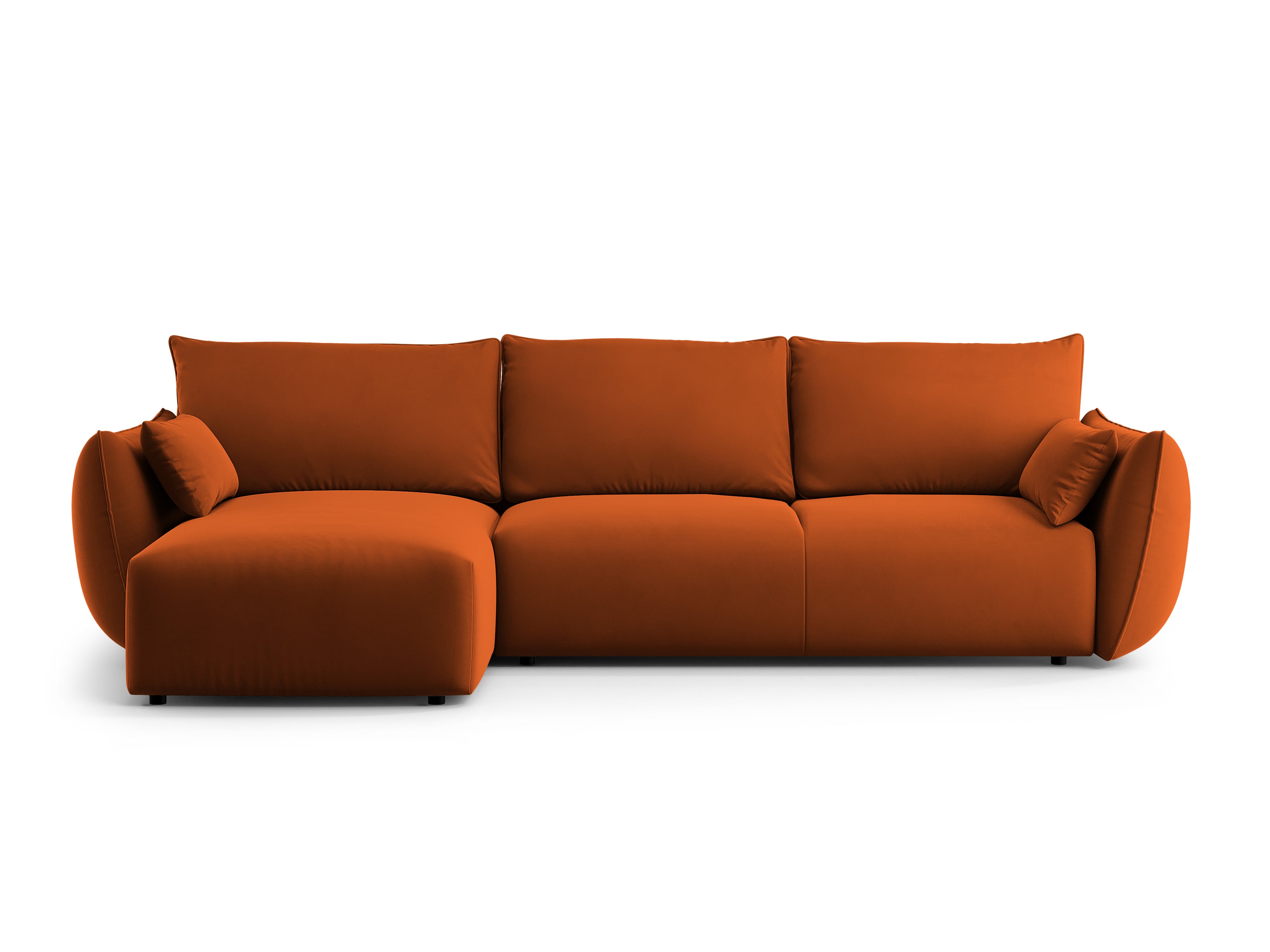 Left-facing velvet corner sofa with sleeping function MATERA brick