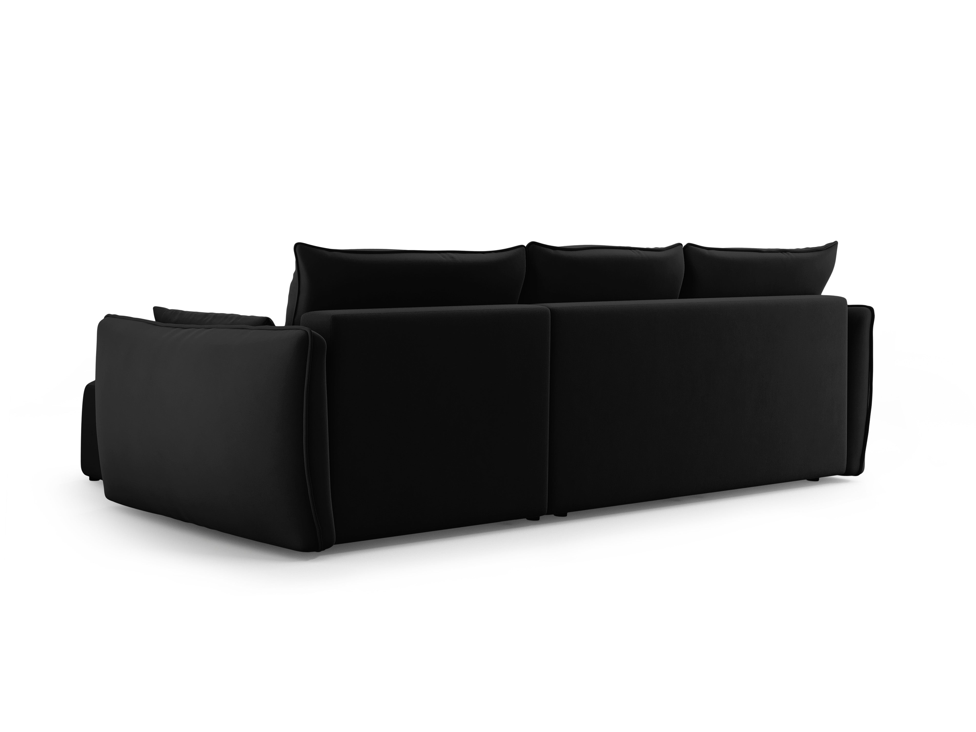 Left-facing velvet corner sofa with sleeping function MATERA black