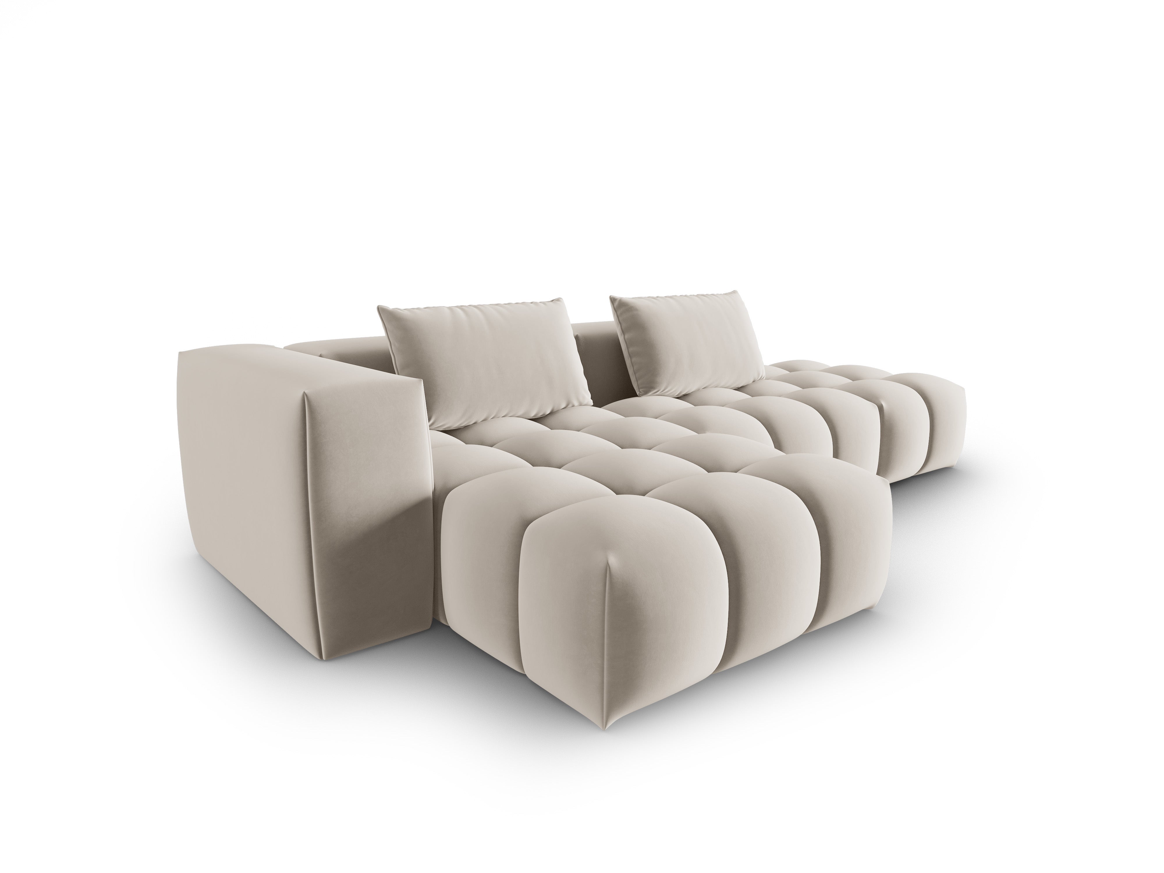 Open left-facing 4-seater velvet corner sofa VERONA ecru