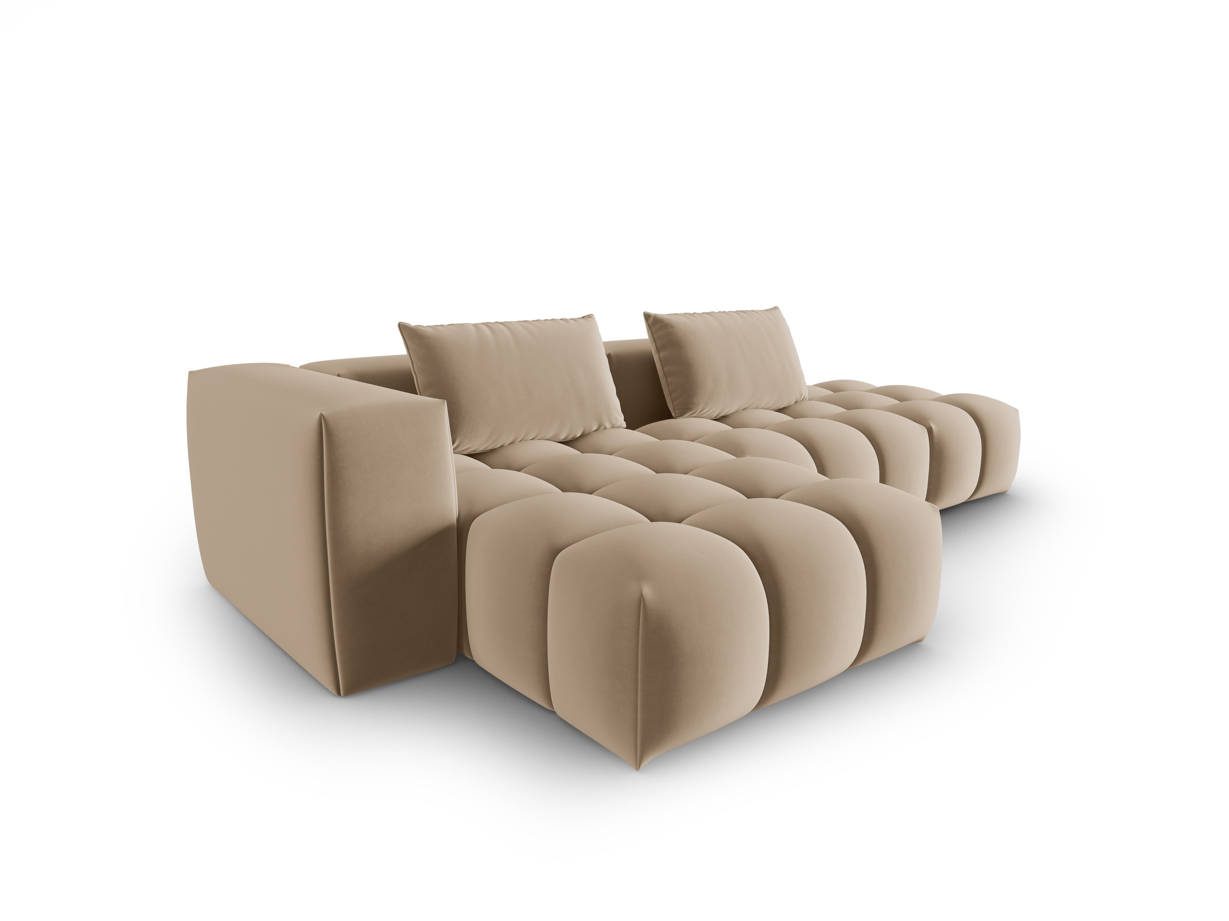Open left-facing 4-seater velvet corner sofa VERONA sand