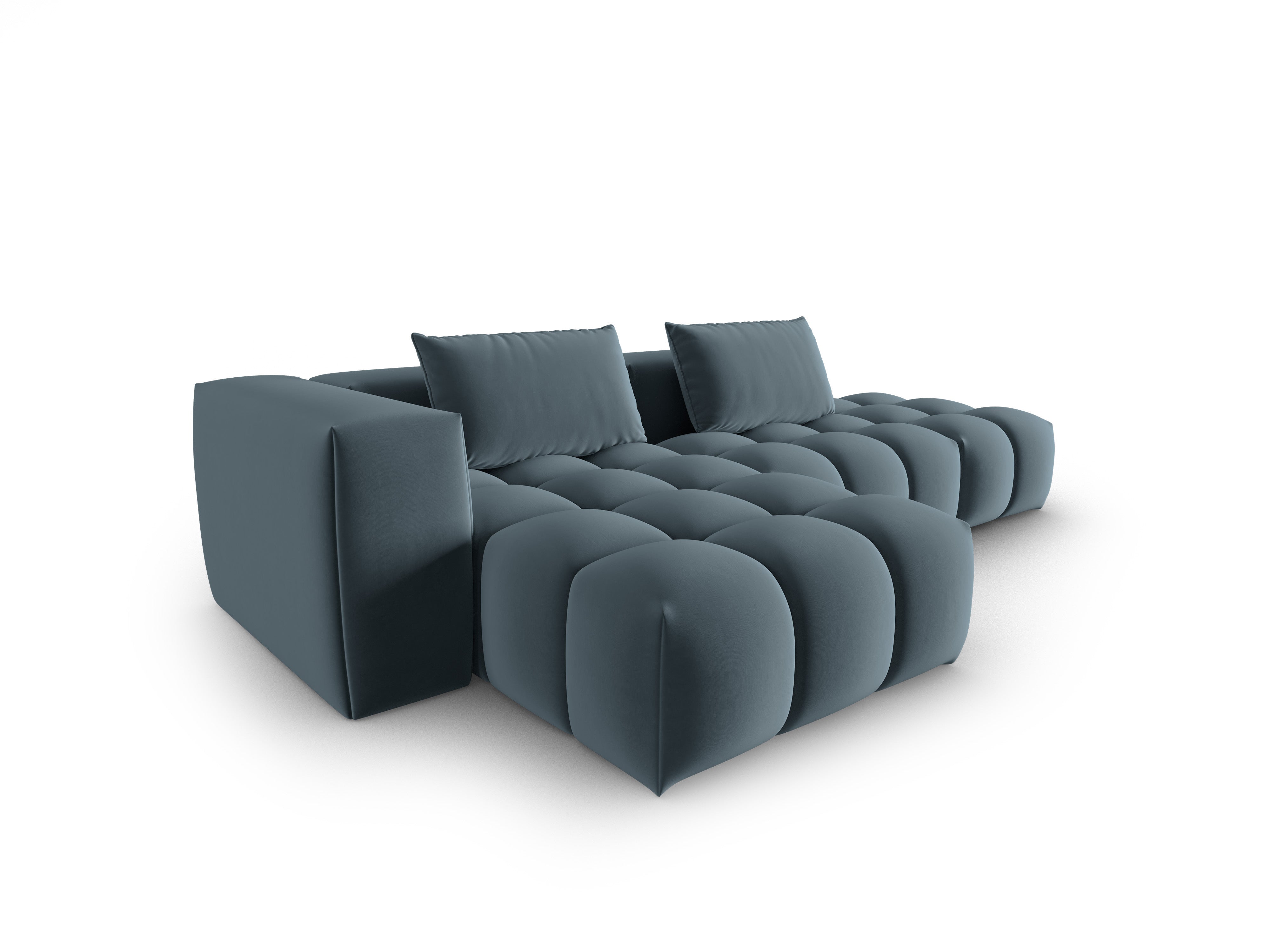 Open left-facing 4-seater velvet corner sofa VERONA blue