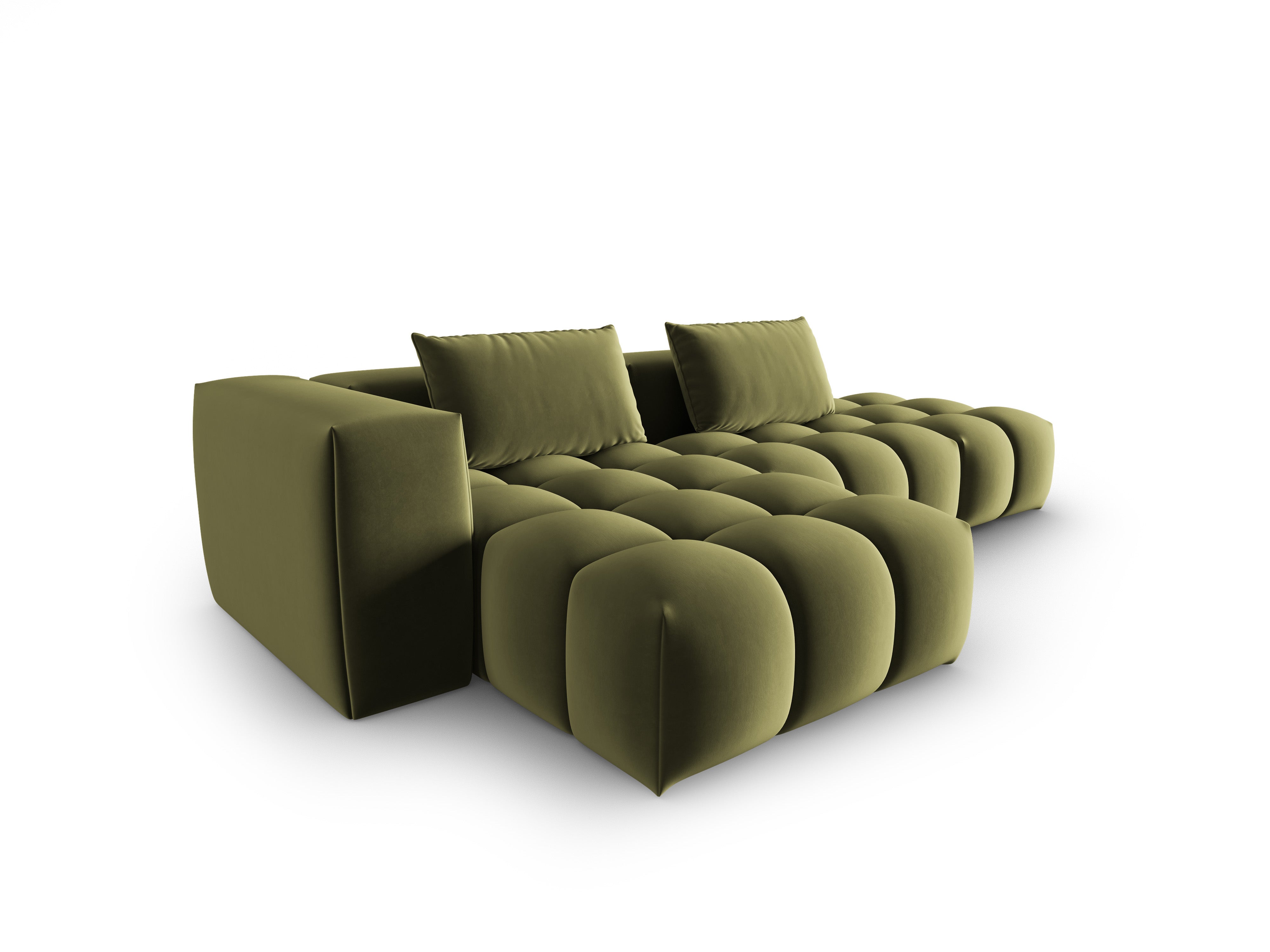 Open left-facing 4-seater velvet corner sofa VERONA light green