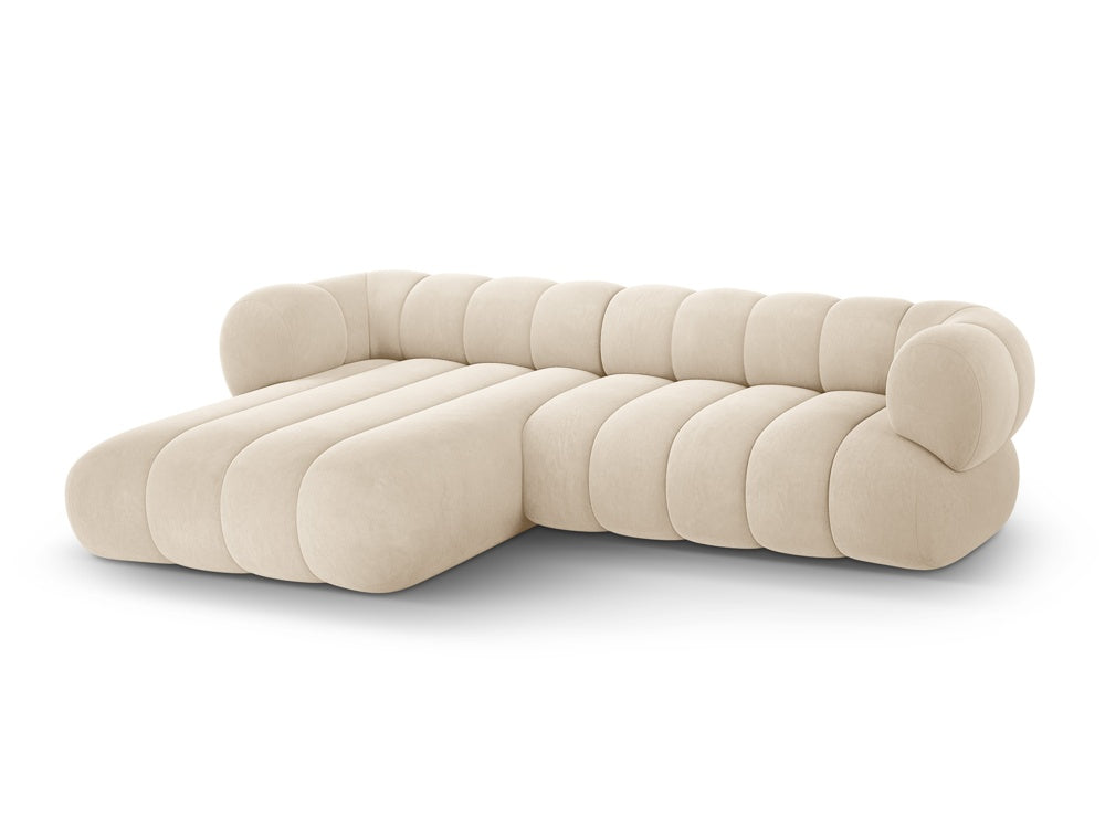 Samt-Ecksofa für 5 Personen links KOGE beige