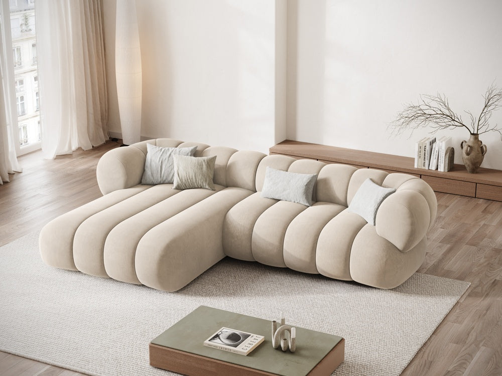 Samt-Ecksofa für 5 Personen links KOGE beige