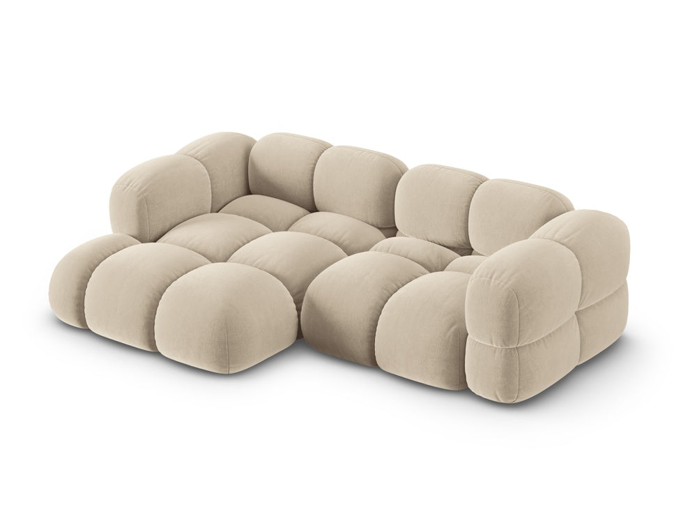 Samt-Ecksofa 3-sitzig links LORETTO beige