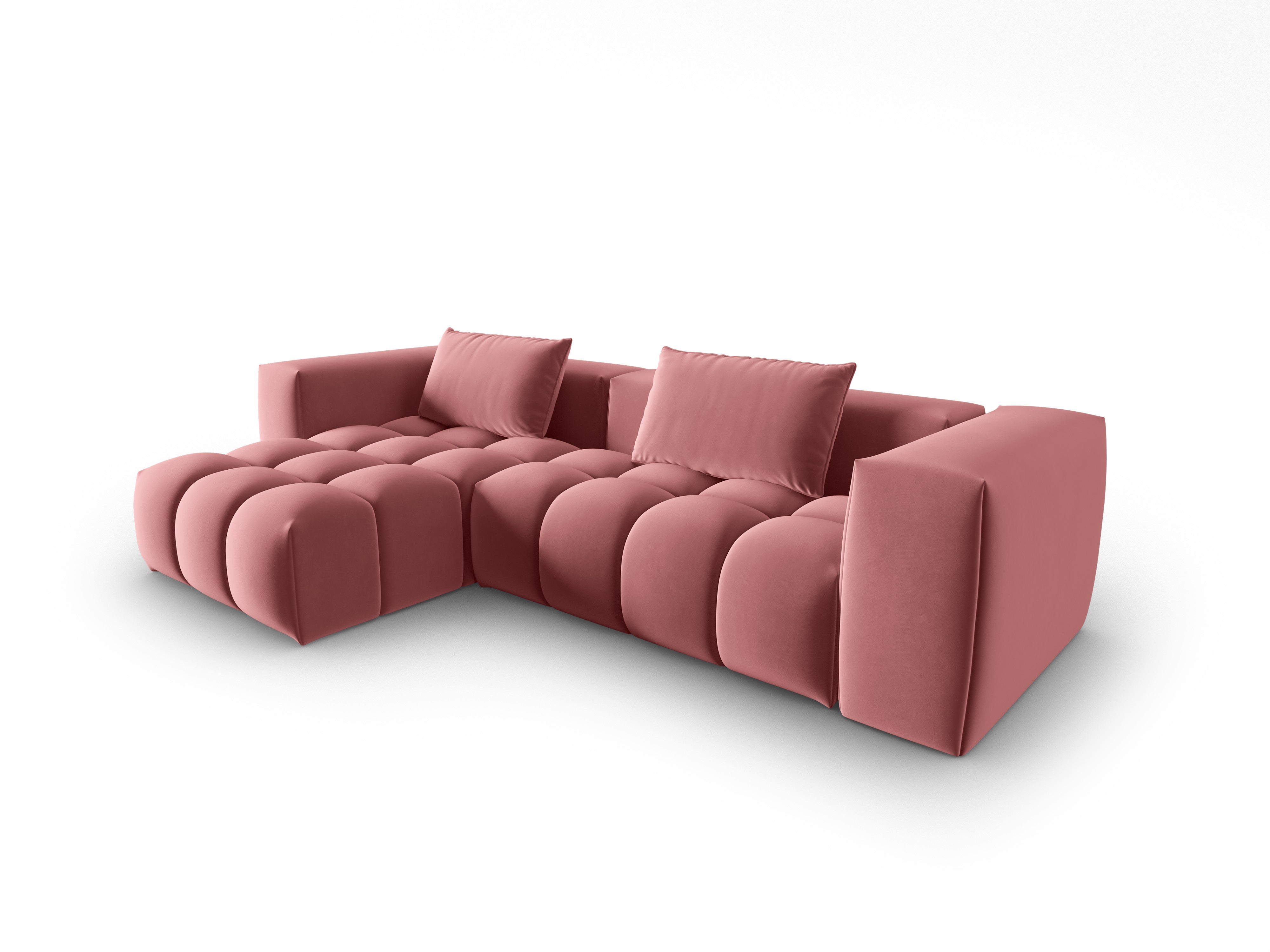 Velvet Corner Sofa for 3 People Left Side VERONA Flamingo Pink