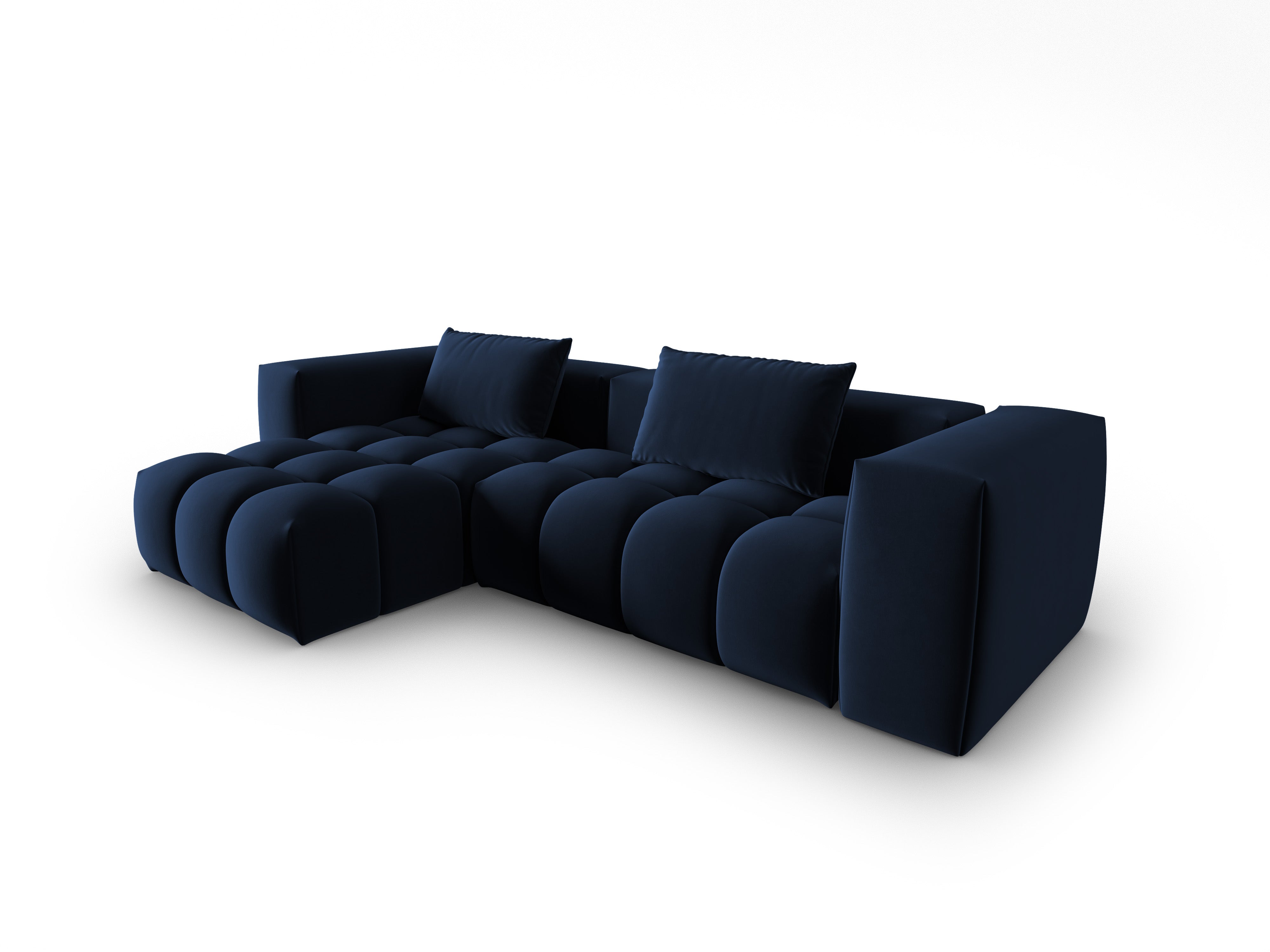Velvet Corner Sofa for 3 People Left Side VERONA Royal Blue