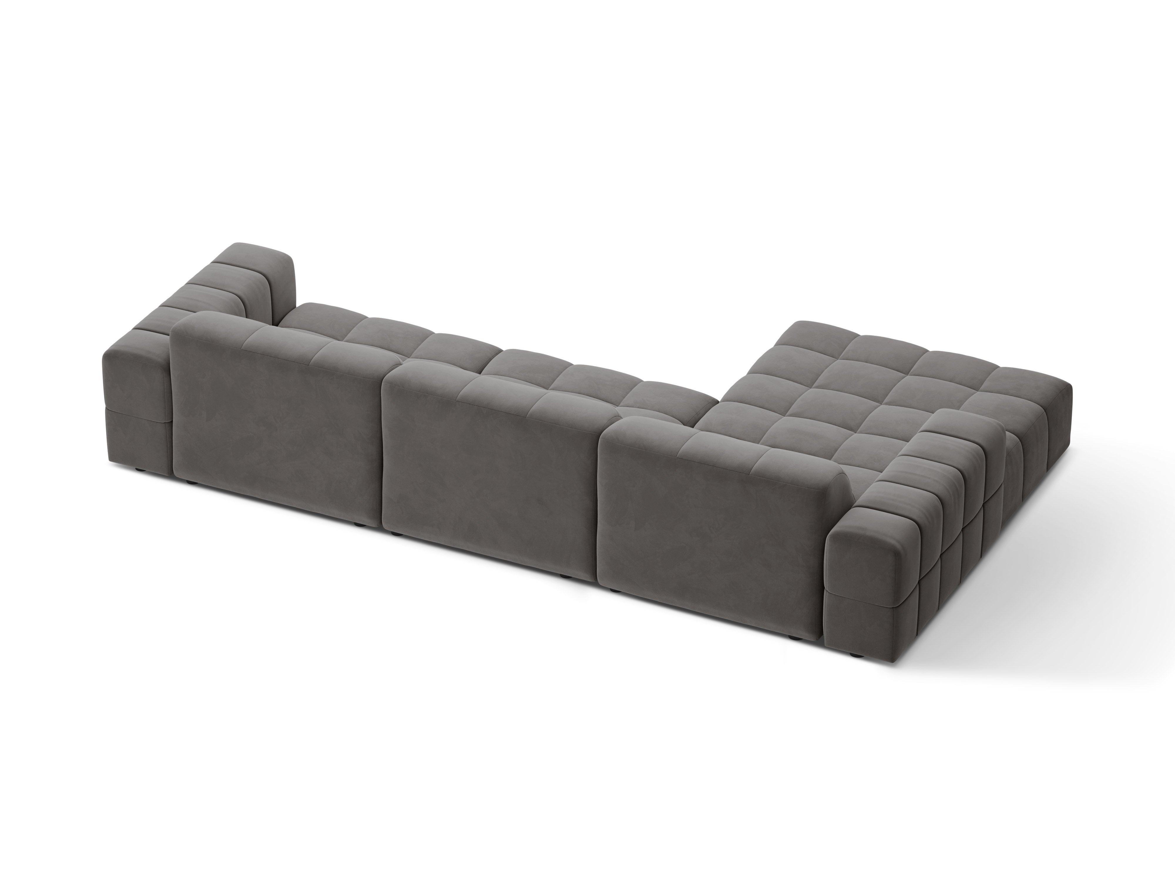 Narożnik lewostronny aksamitny 4-osobowy CHICAGO szary – sofa narożna