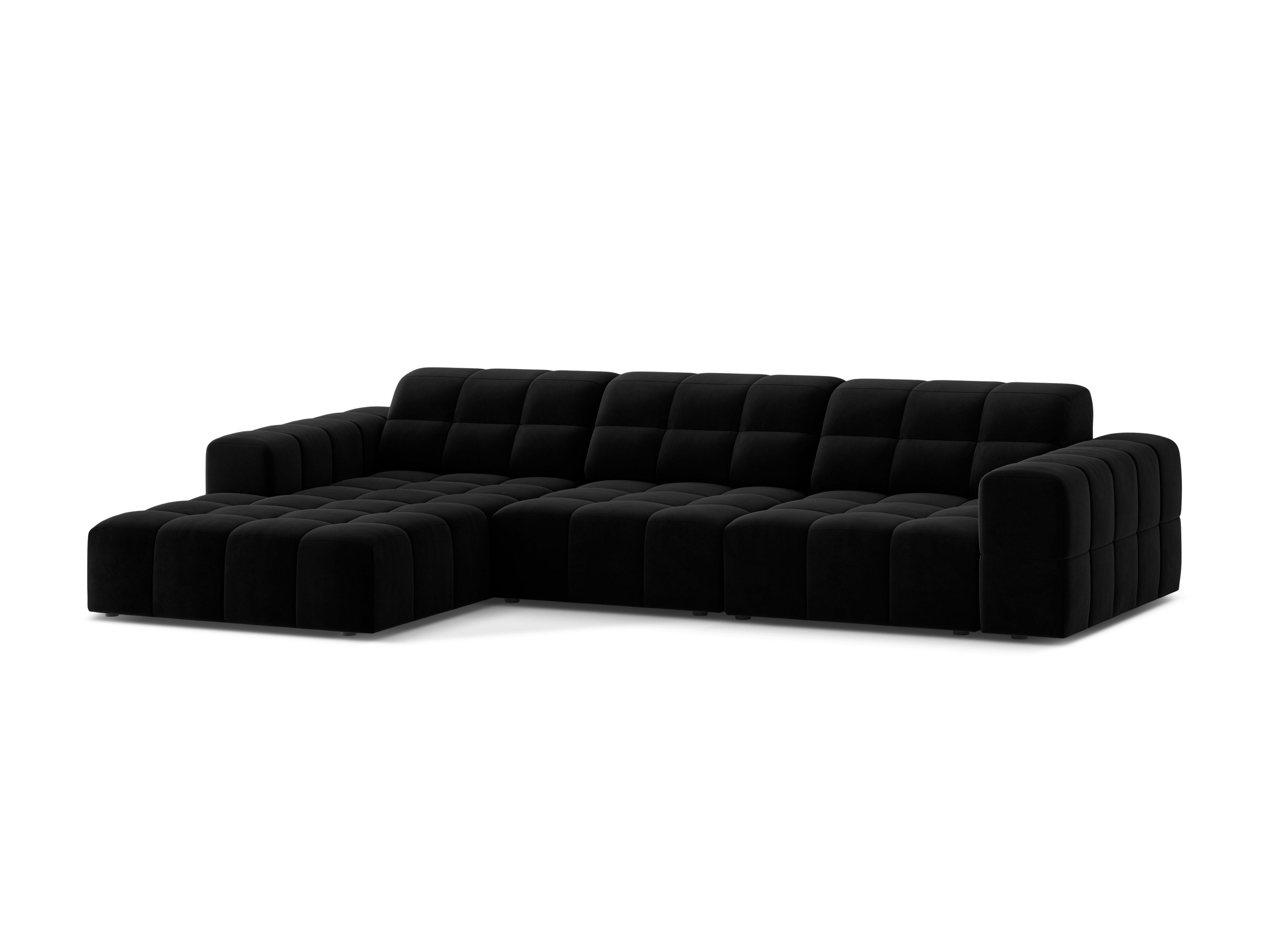 Linkshänder Samt 4-Sitzer Chicago Black