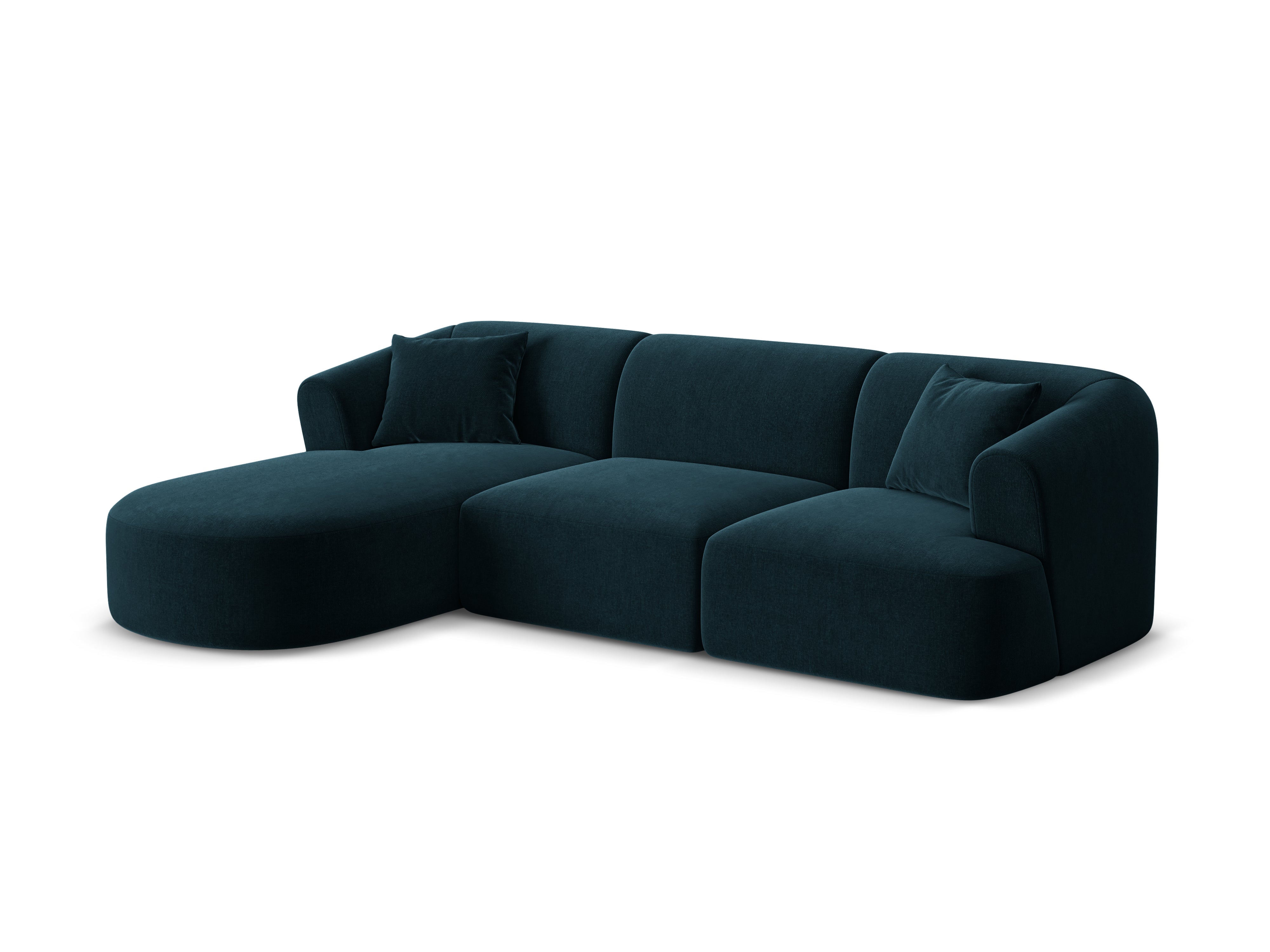 Samt-Ecksofa linksseitig für 4 Personen CAMPI petrol