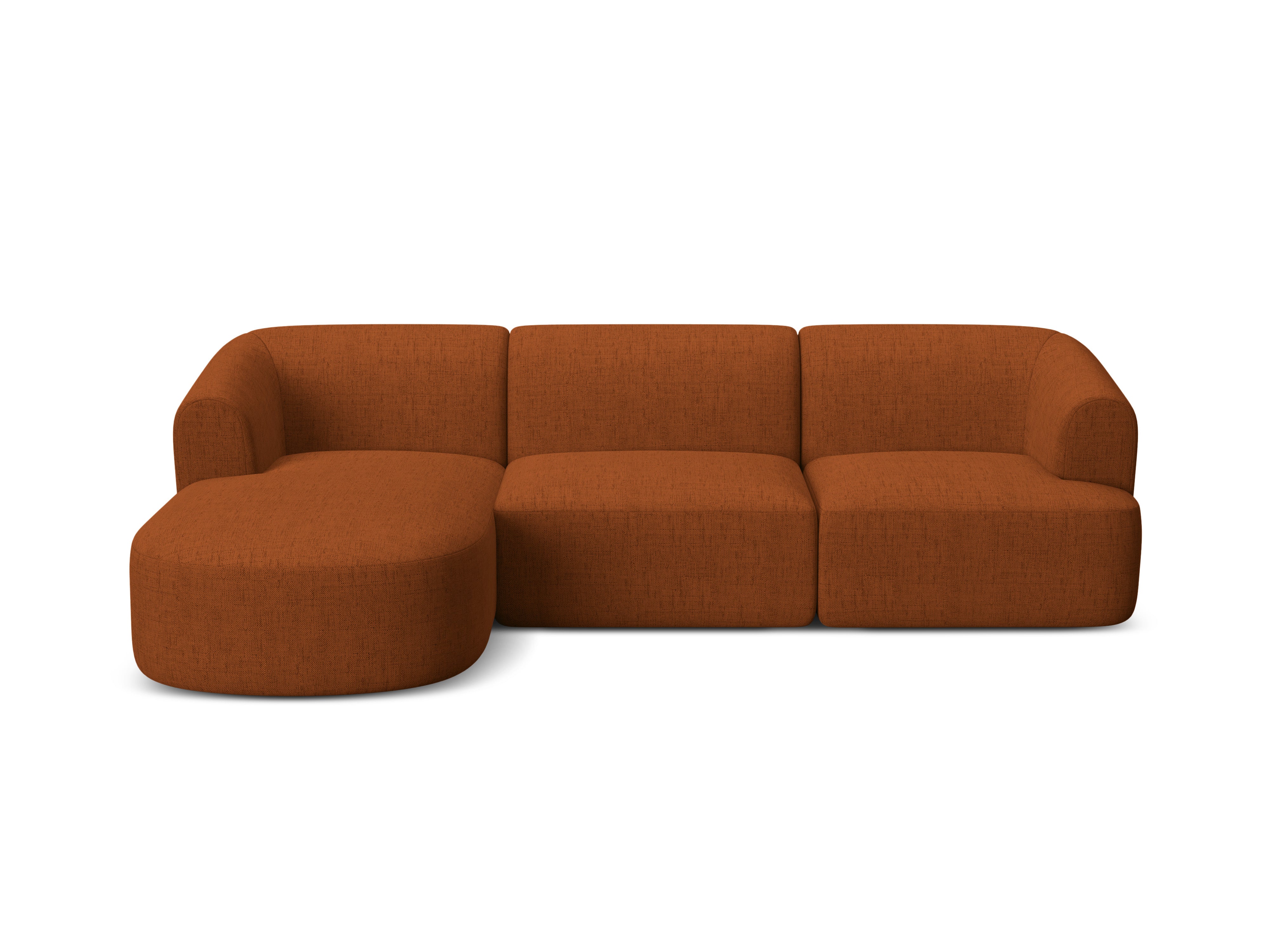 Linksseitiges 4-Sitzer-Sofa CAMPI ziegelrotes Chenille