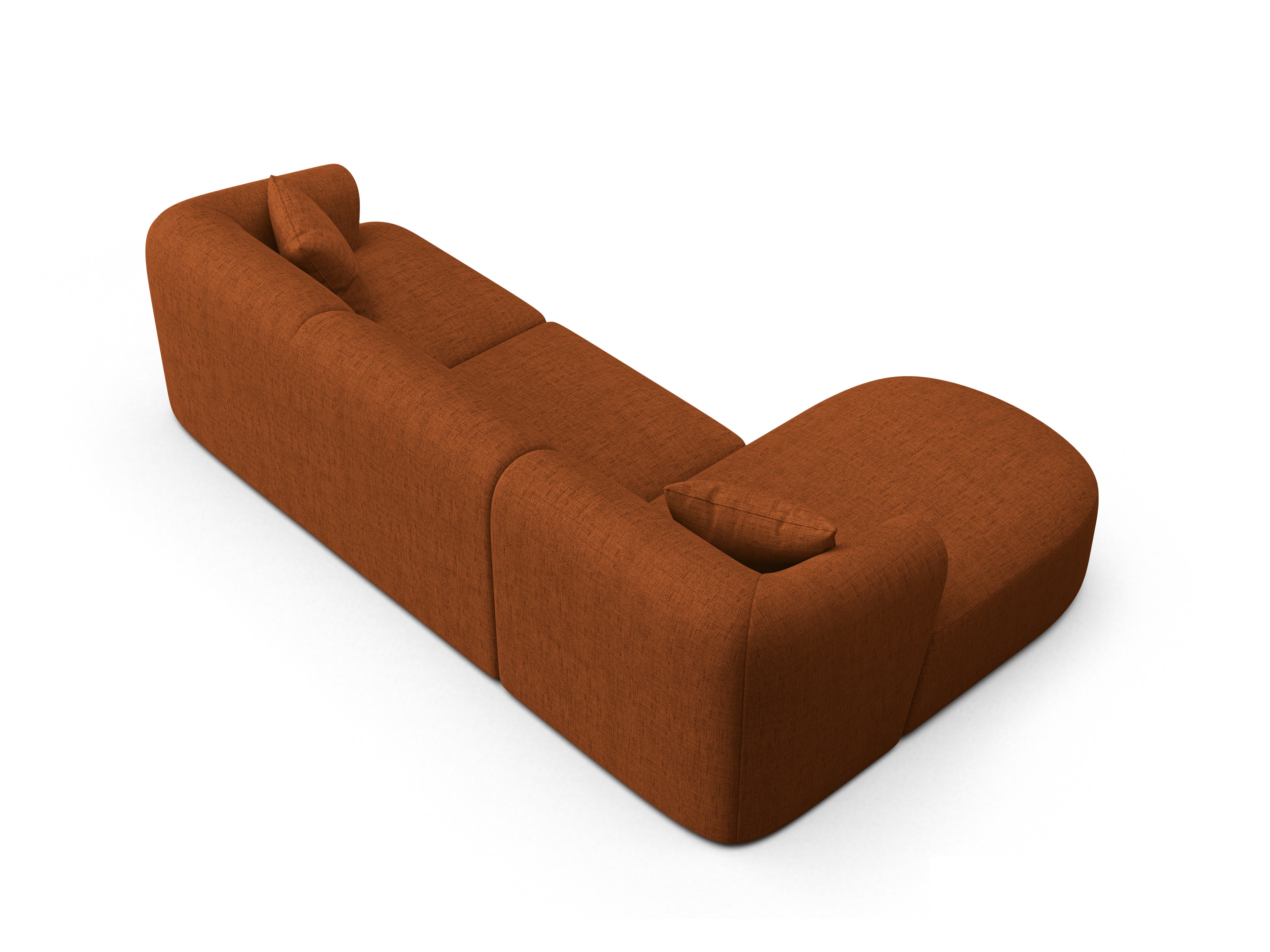 Linksseitiges 4-Sitzer-Sofa CAMPI ziegelrotes Chenille