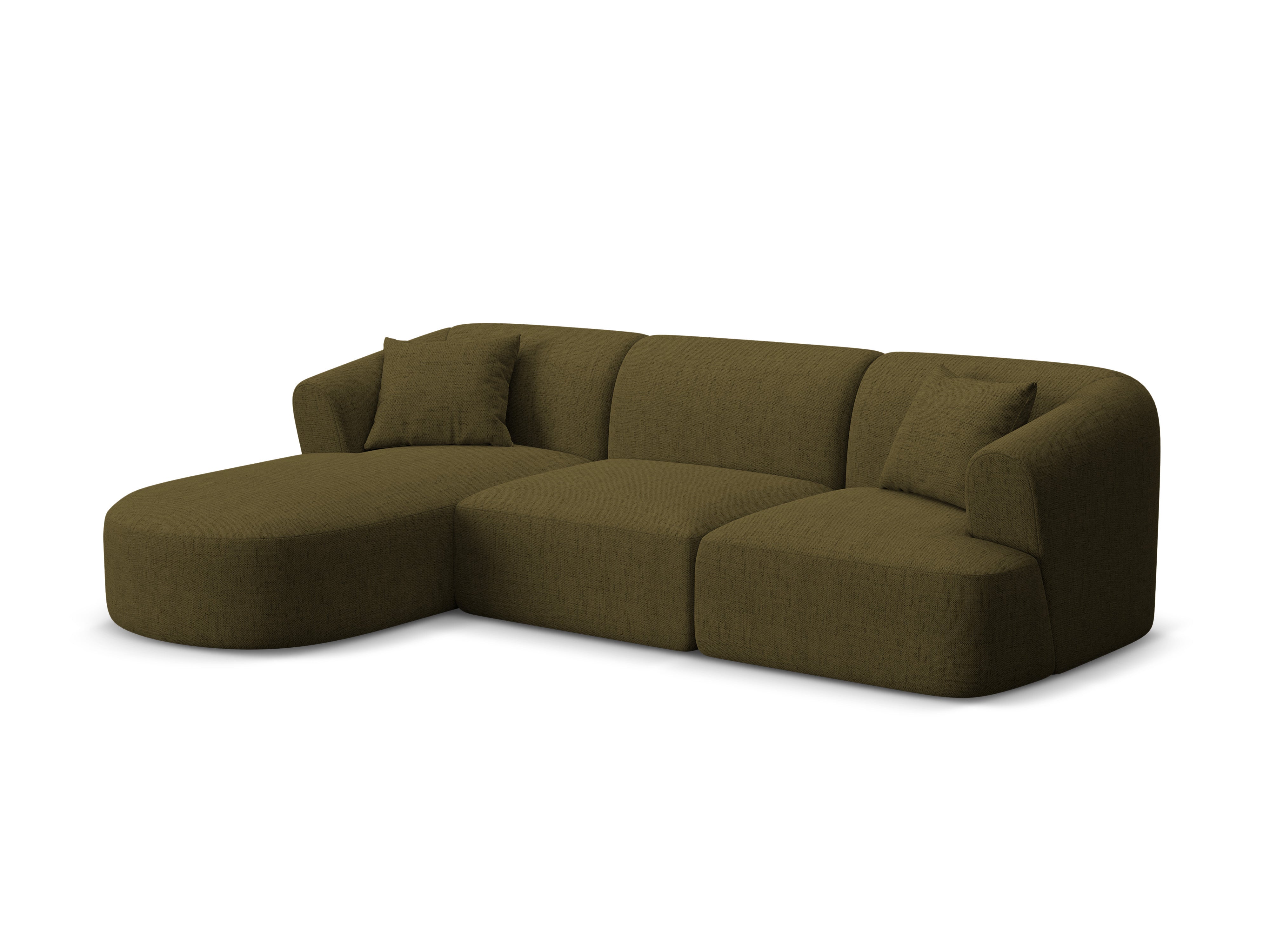 Linksseitiges 4-Sitzer-Sofa CAMPI in grünem Chenille