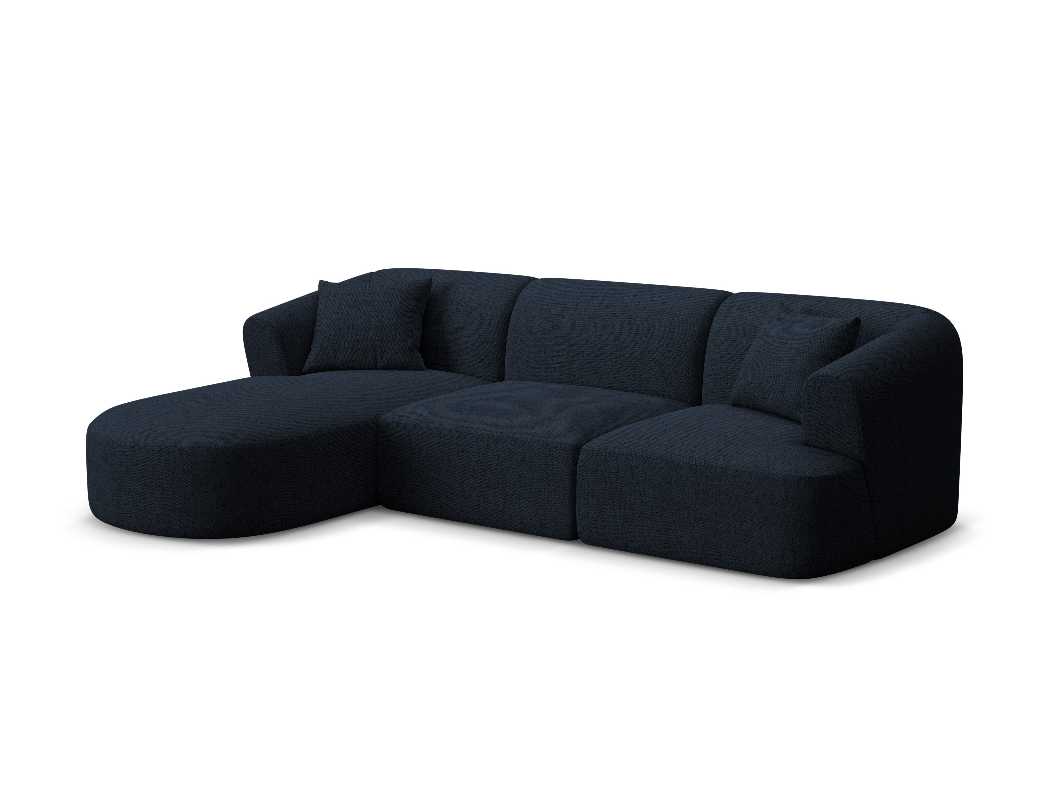 Linksseitige 4-Sitzer-Couch CAMPI in blauer Chenille