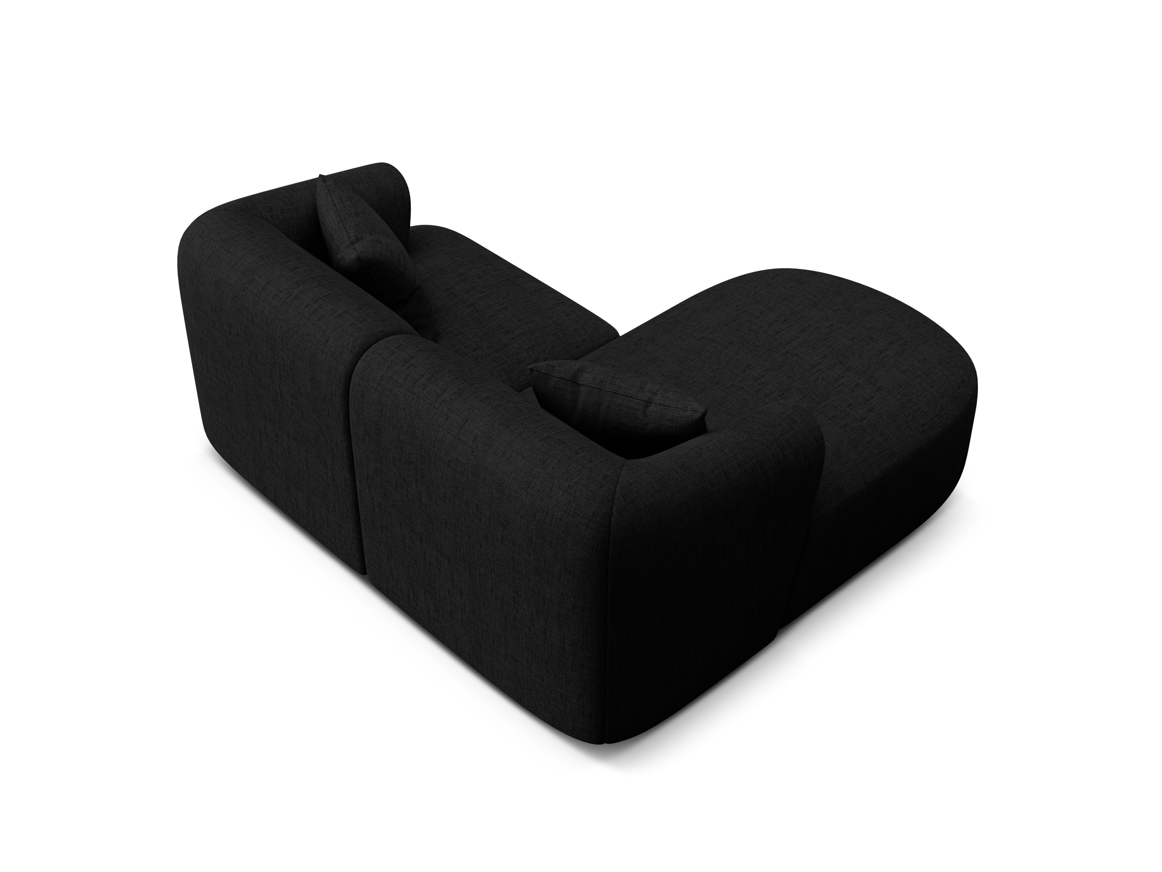 Linksseitiges 3-Sitzer-Sofa CAMPI schwarzer Chenille
