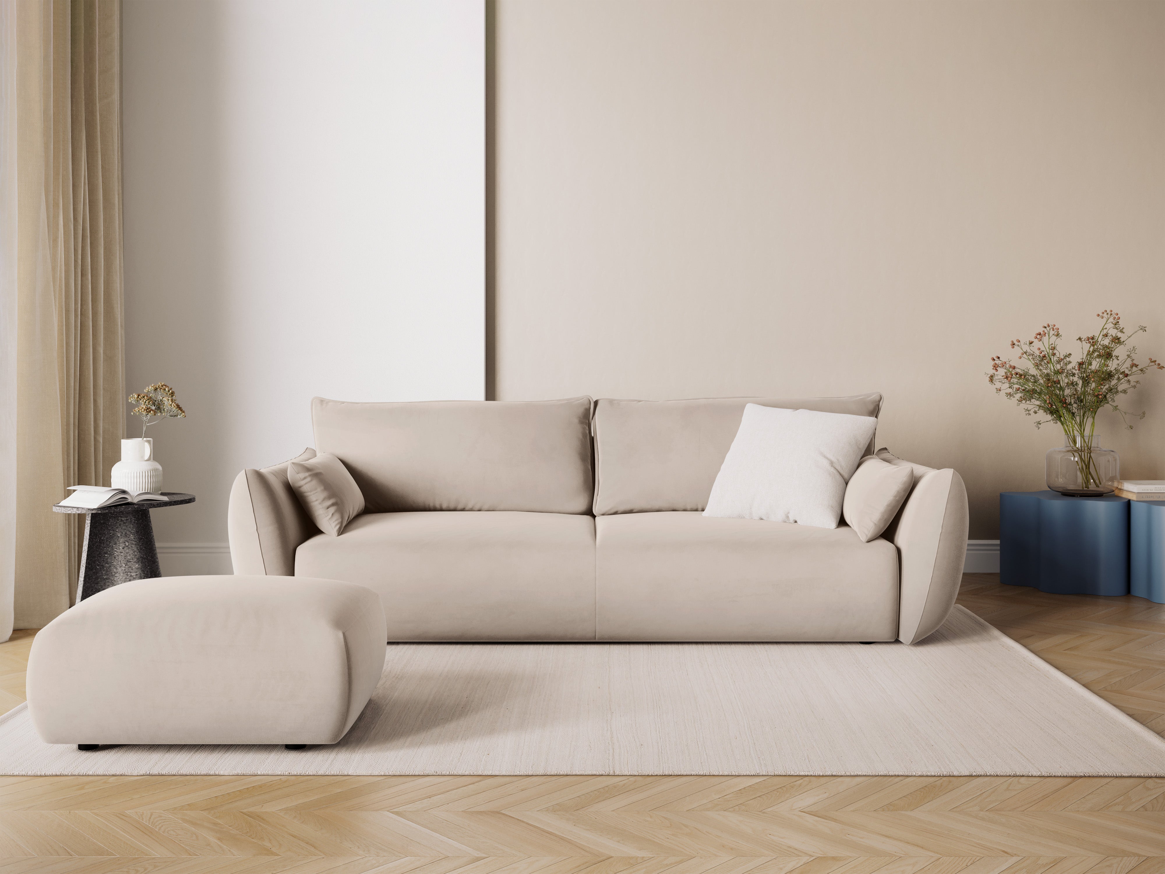 Samt-Pouf MATERA beige
