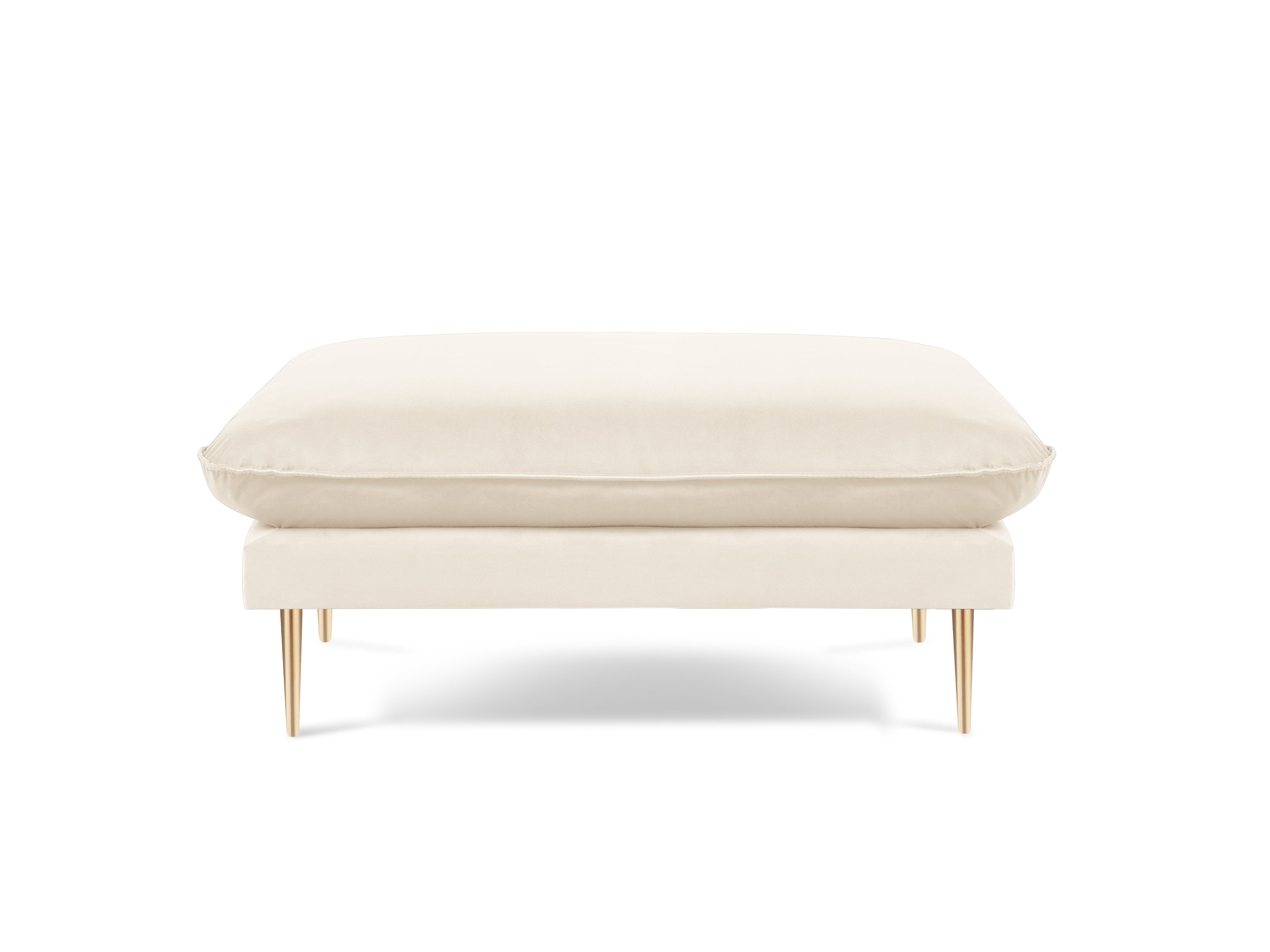 Samtpouf VIENNA beige mit goldenem Fuß