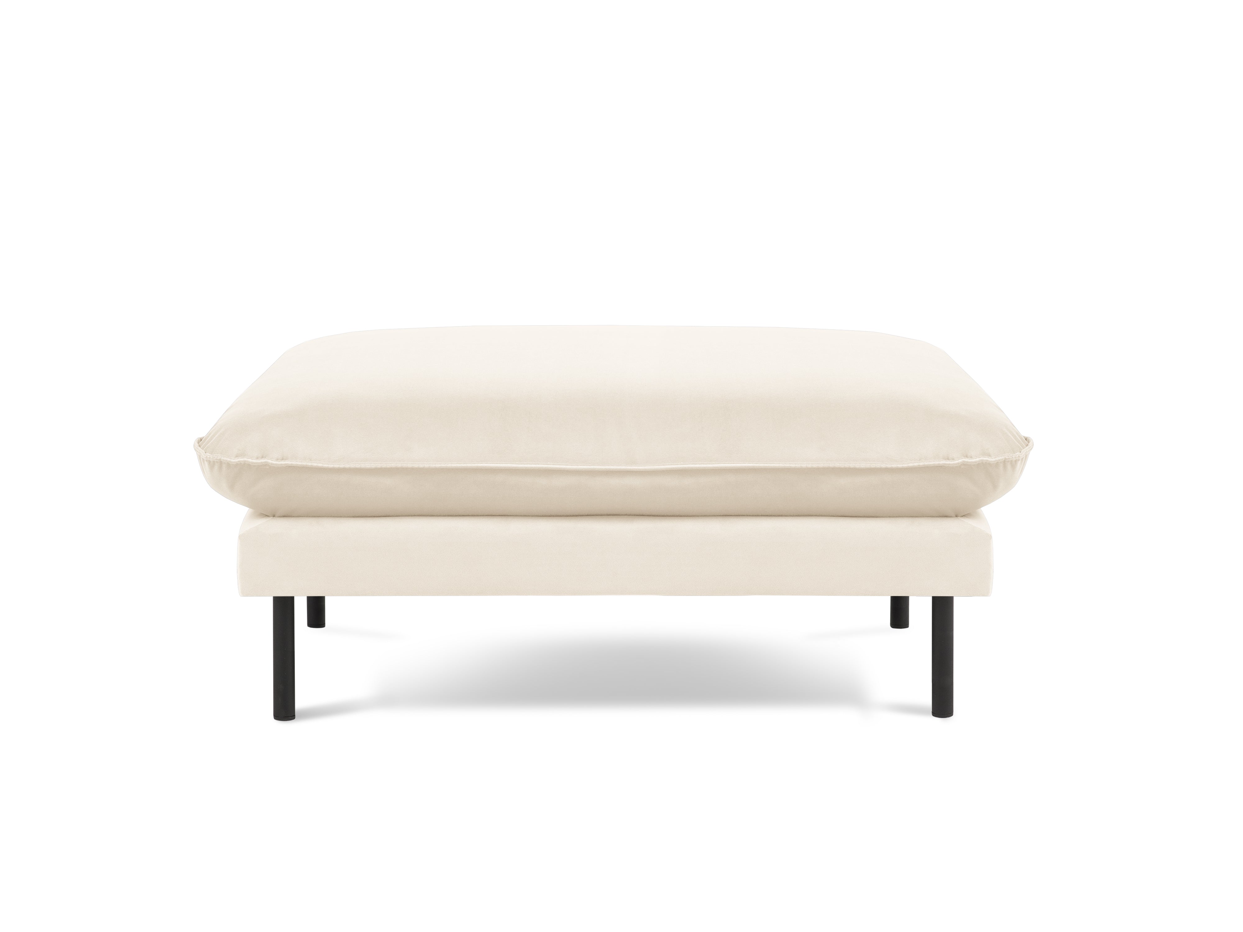 Samtpouf VIENNA beige mit schwarzem Fuß