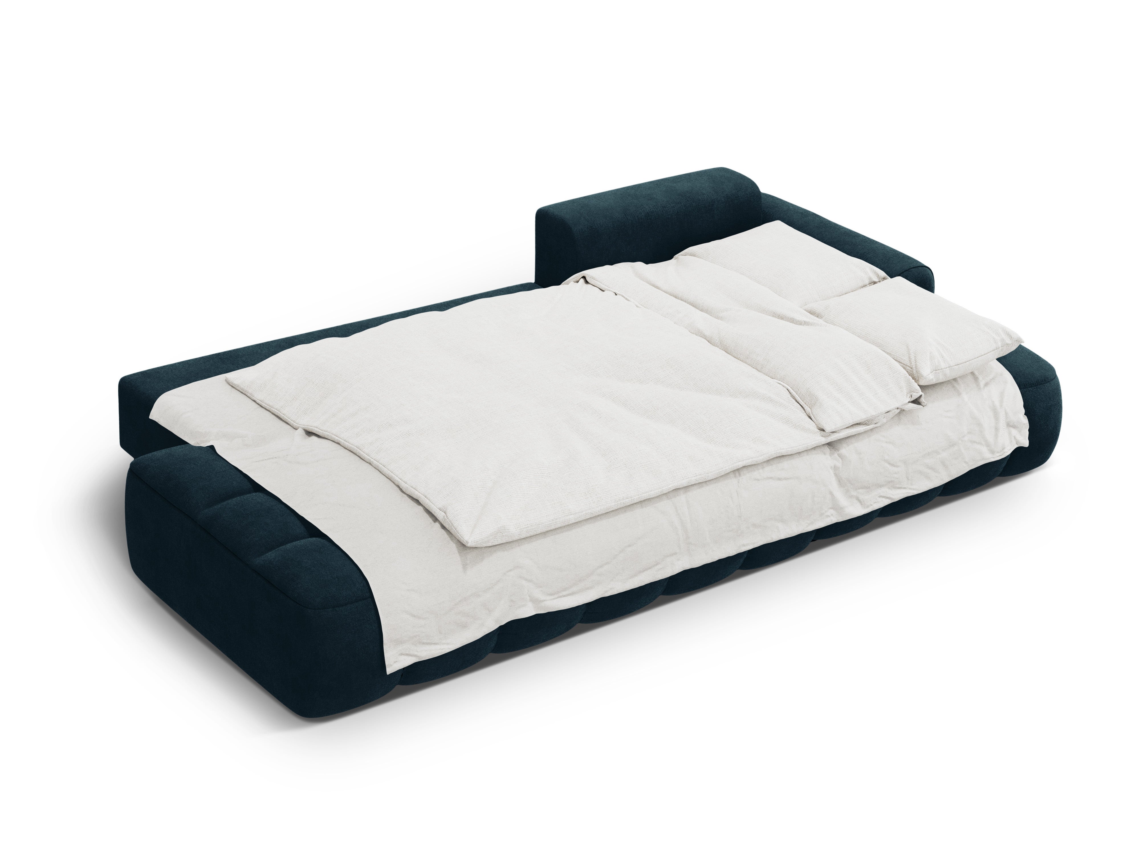 Samt-Ecksofa rechts mit Schlaffunktion für 3 Personen LINZ petrol