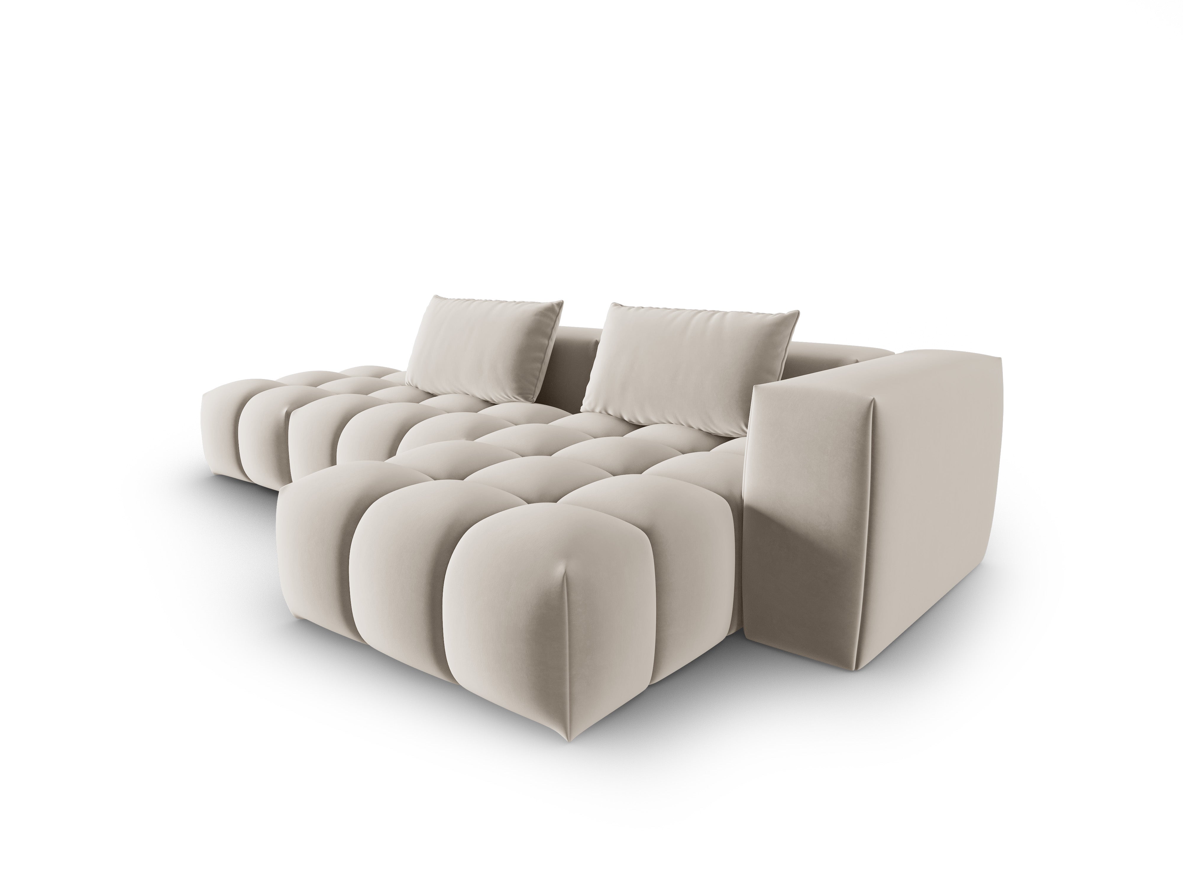 Narożnik aksamitny 4-osobowy prawostronny otwarty VERONA ecru – Cosmopolitan Design