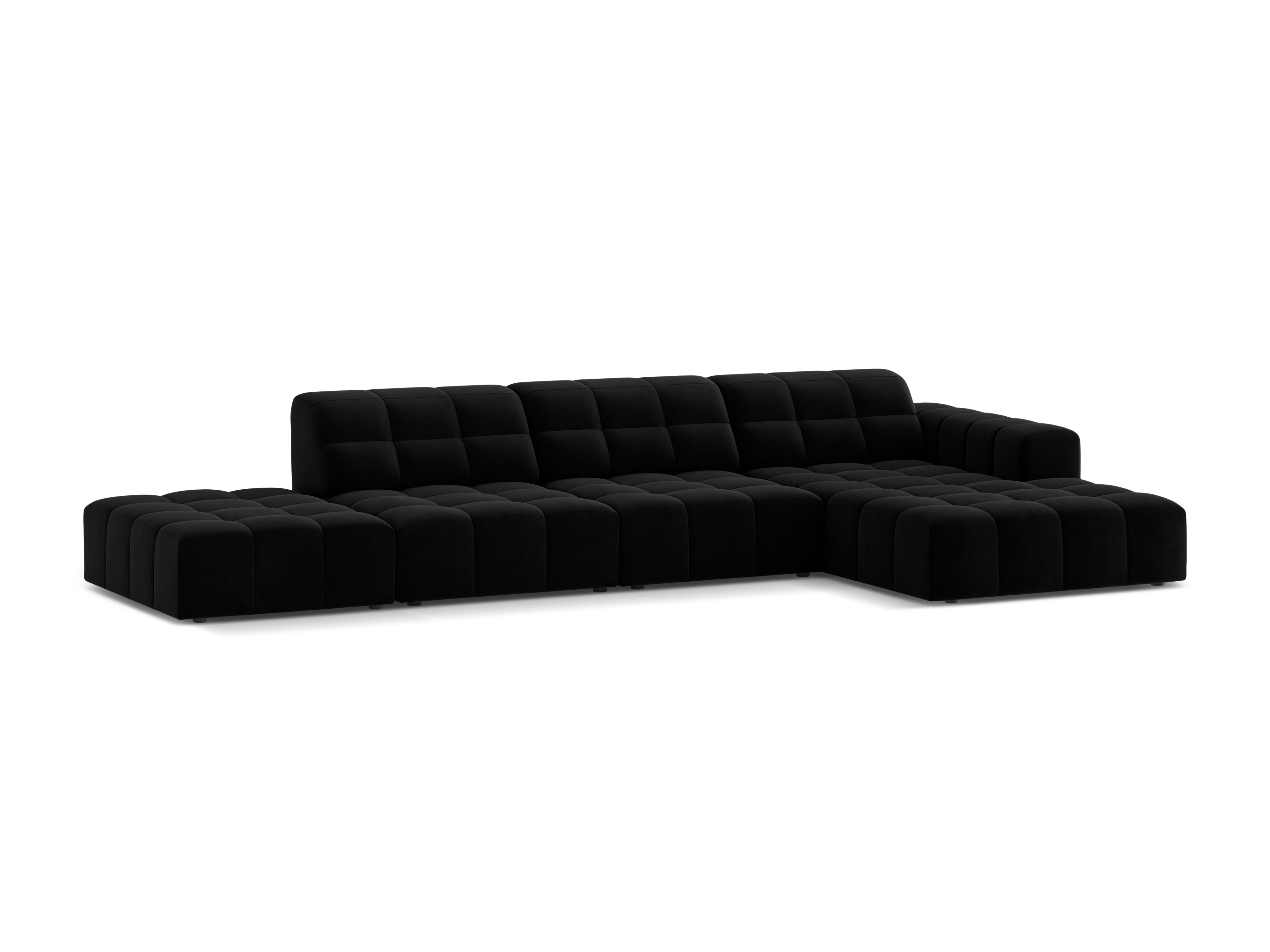 Rechtsseitige Samt-Ecke 5-Personen Chicago Black