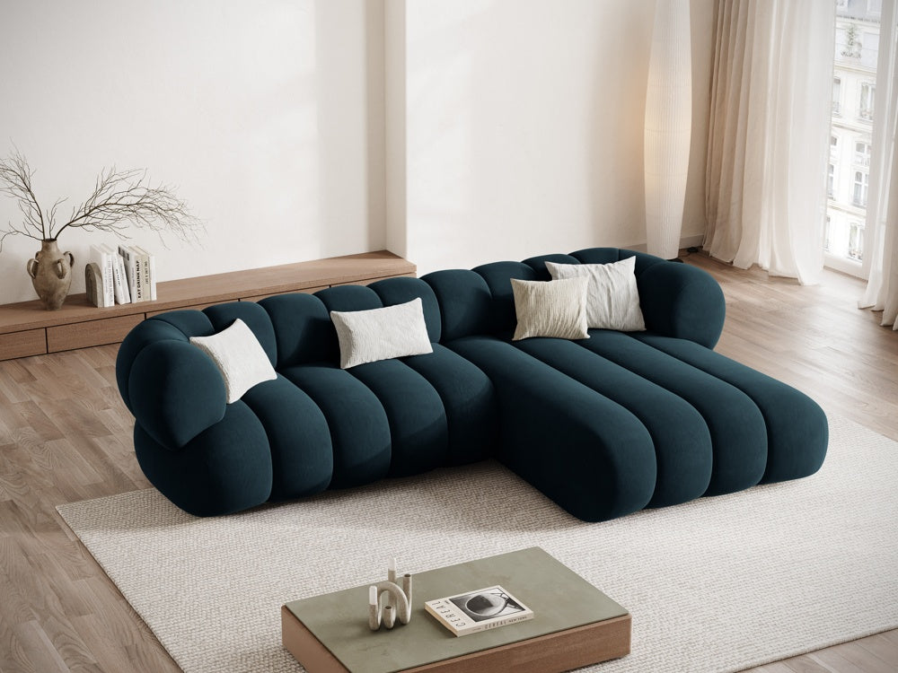 Velvet corner sofa for 5 people right-facing KOGE petrol