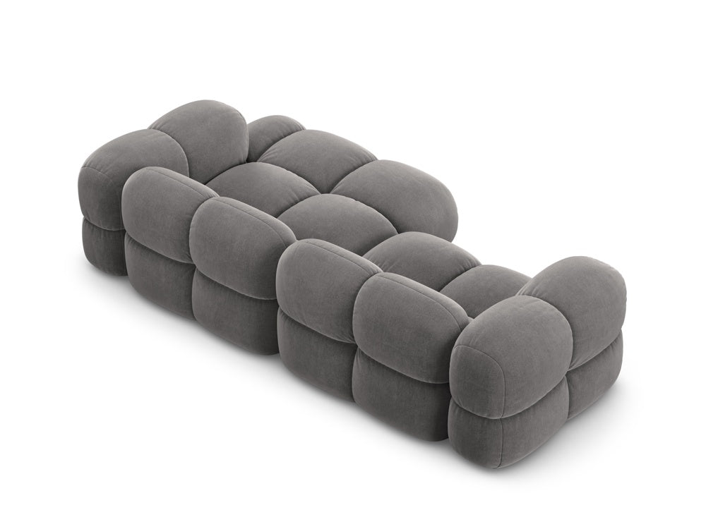 LORETTO gray velvet 3-seater right-facing corner sofa