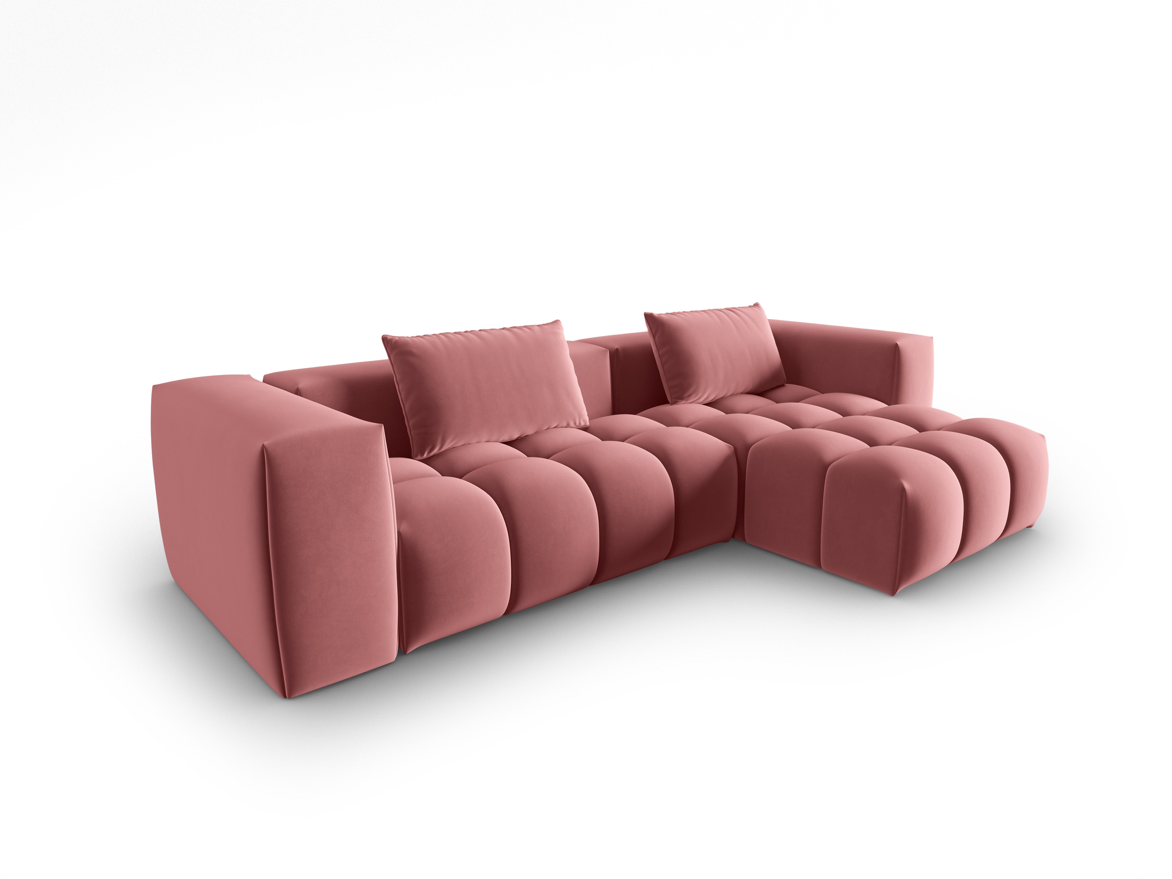 Velvet Corner Sofa for 3 People Right Side VERONA Flamingo Pink