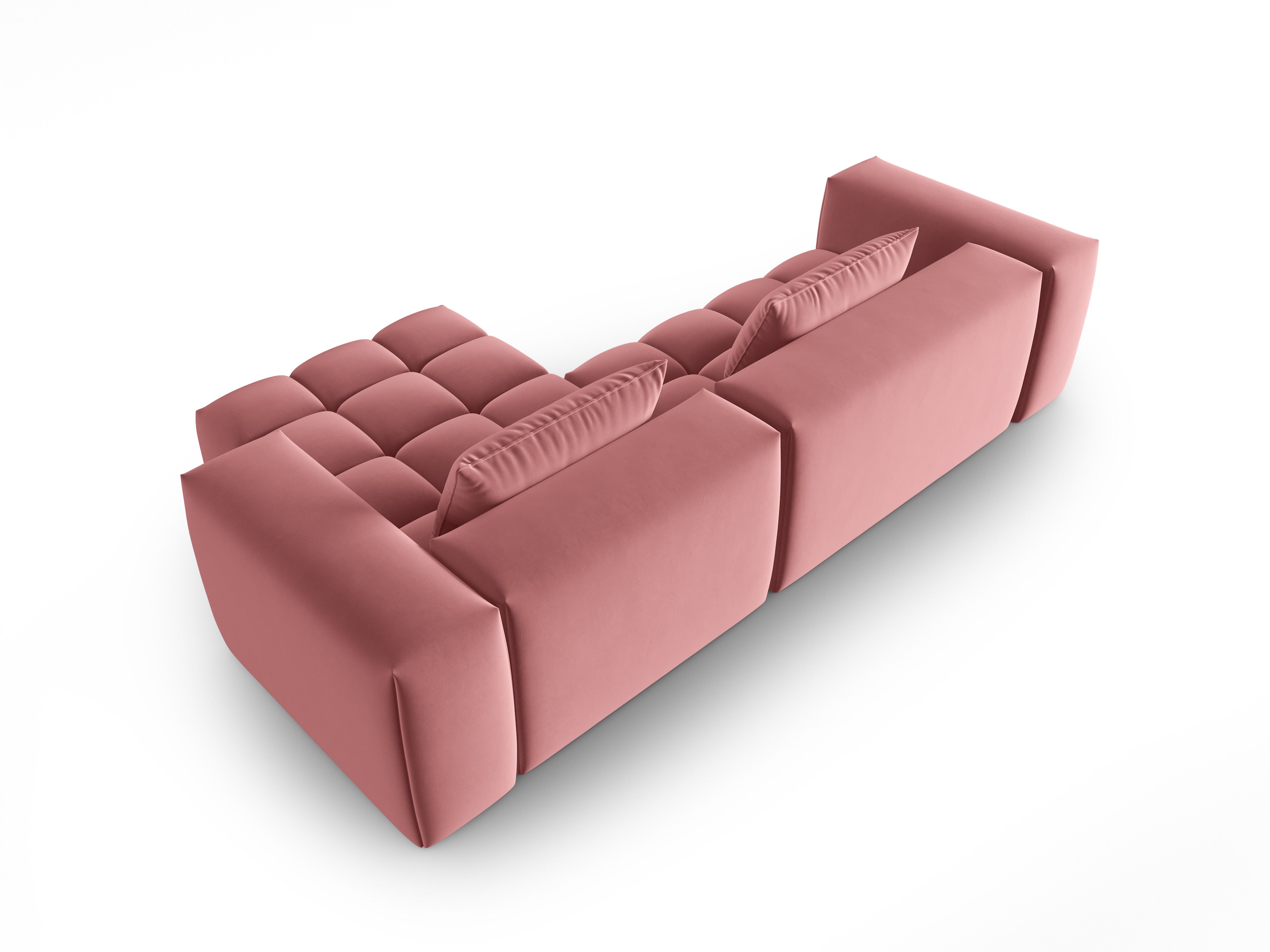 Narożnik aksamitny 3-osobowy prawostronny VERONA różowy flamingo – Cosmopolitan Design