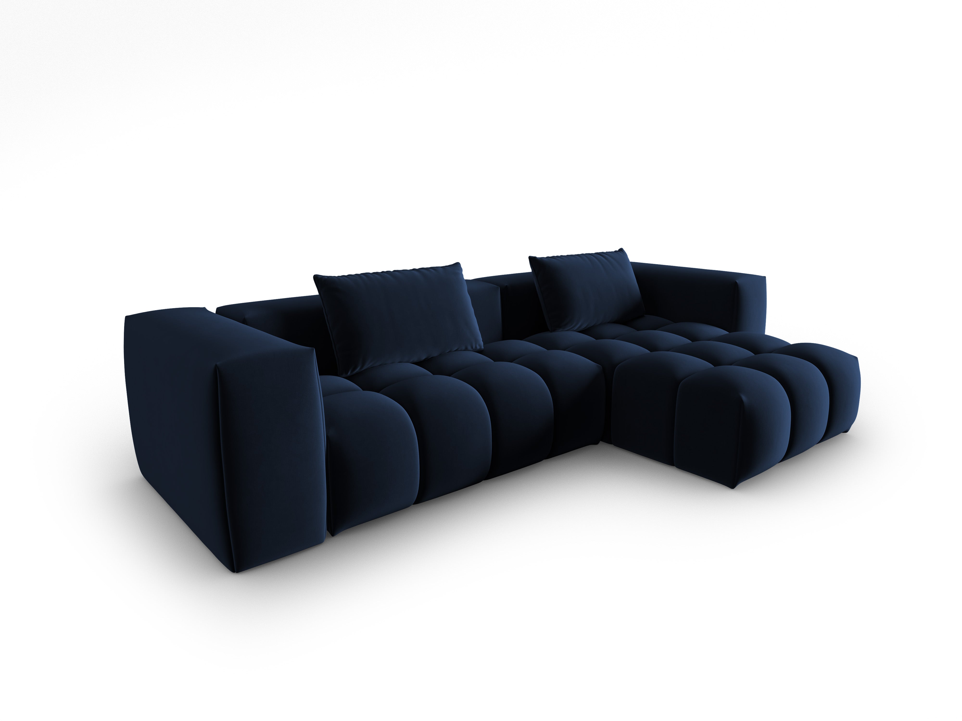 Velvet Corner Sofa for 3 People Right Side VERONA Royal Blue