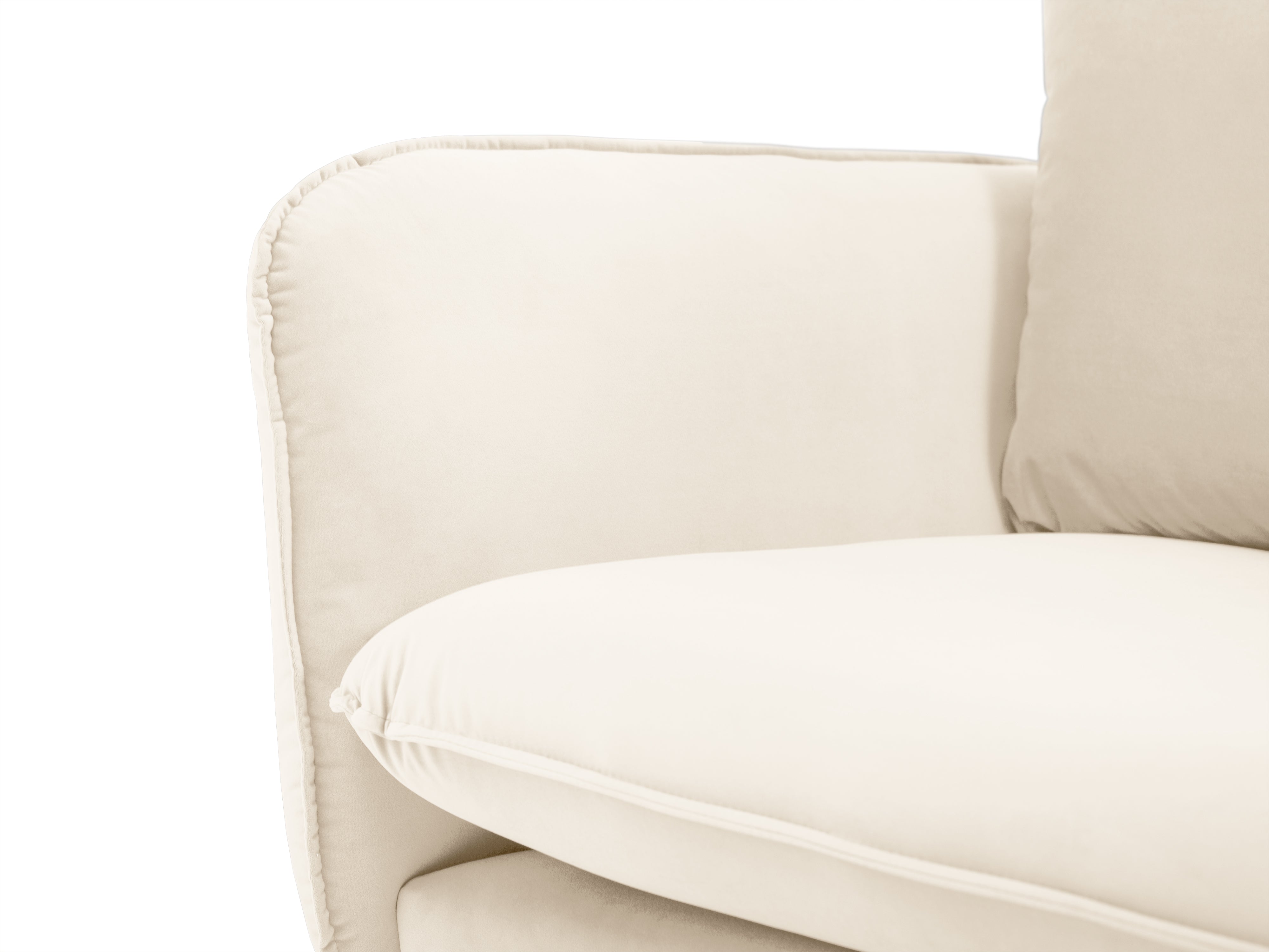 Beige Samt-Ecksofa für 5 Personen VIENNA mit schwarzem Fuß
