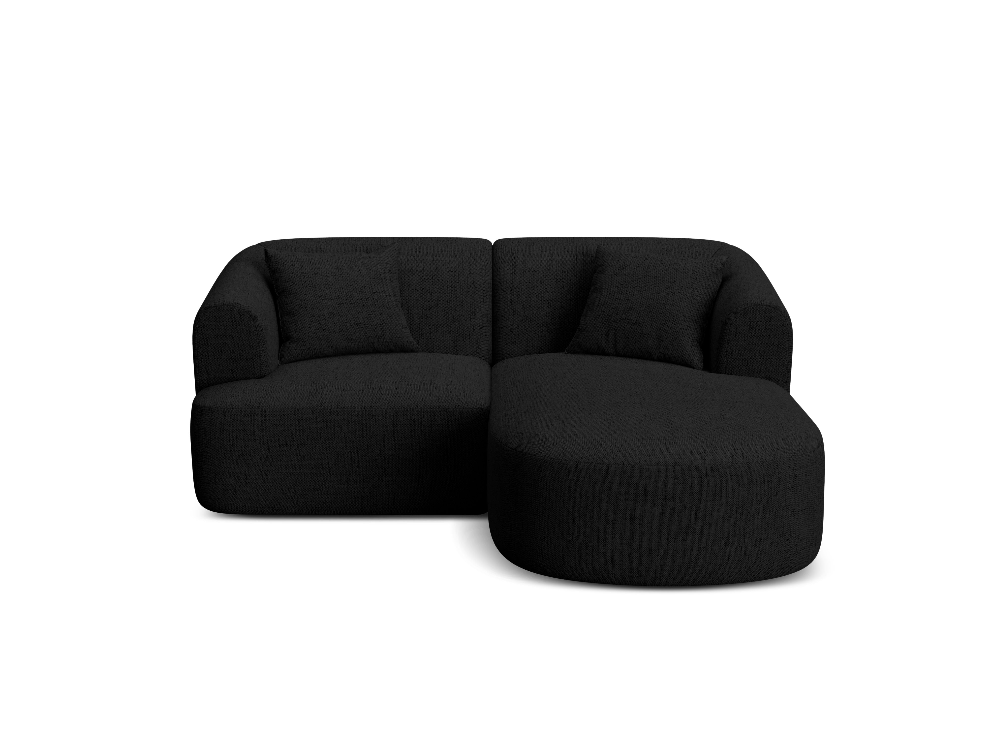 Rechtsseitige 3-Sitzer-Couch CAMPI schwarzer Chenille