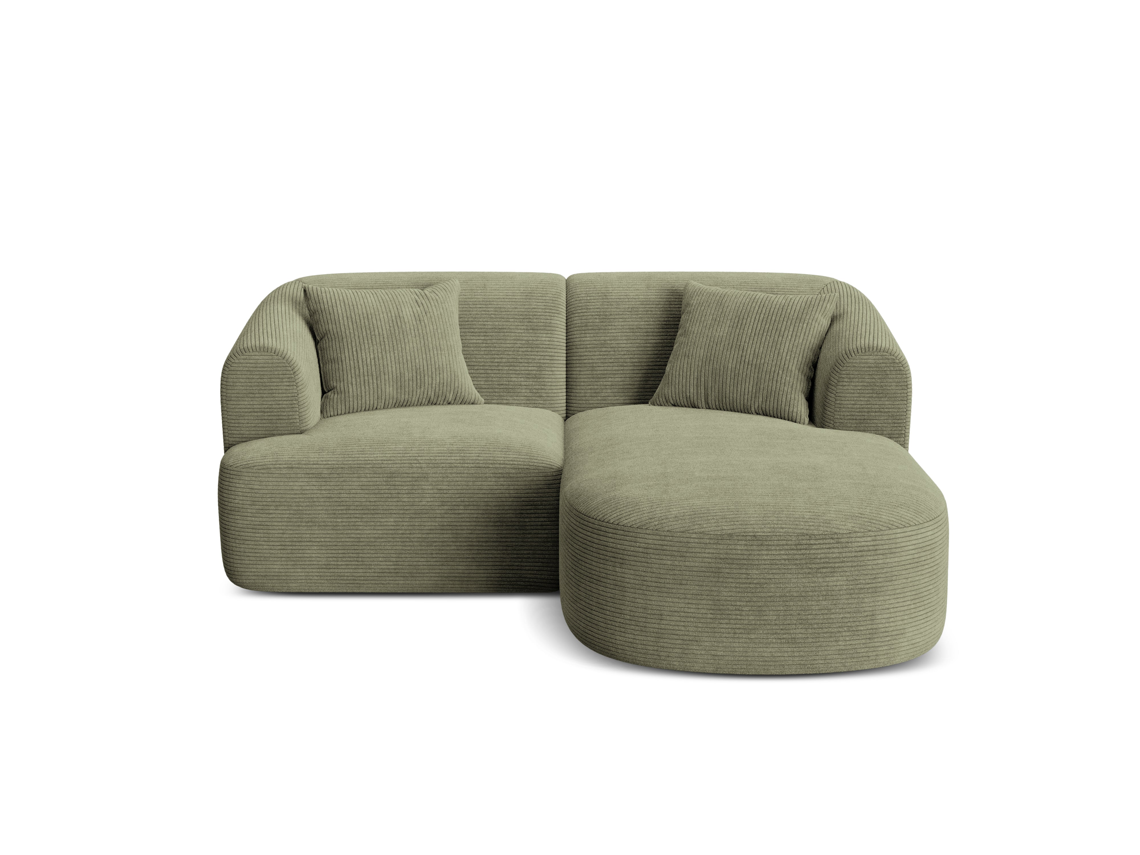 Right-facing 3-seater sofa CAMPI green corduroy