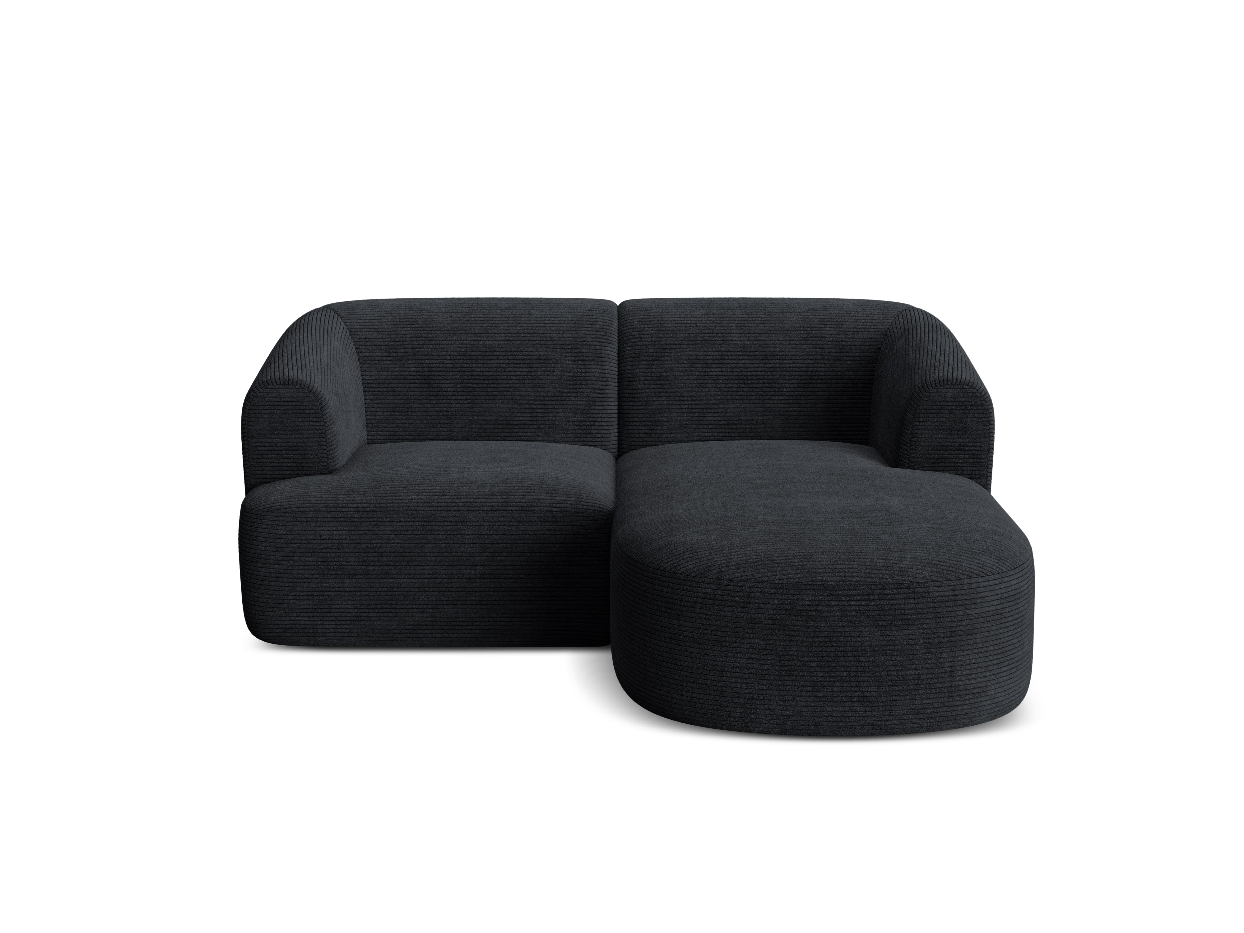 Rechtsseitige 3-Sitzer-Couch CAMPI schwarzes Cord