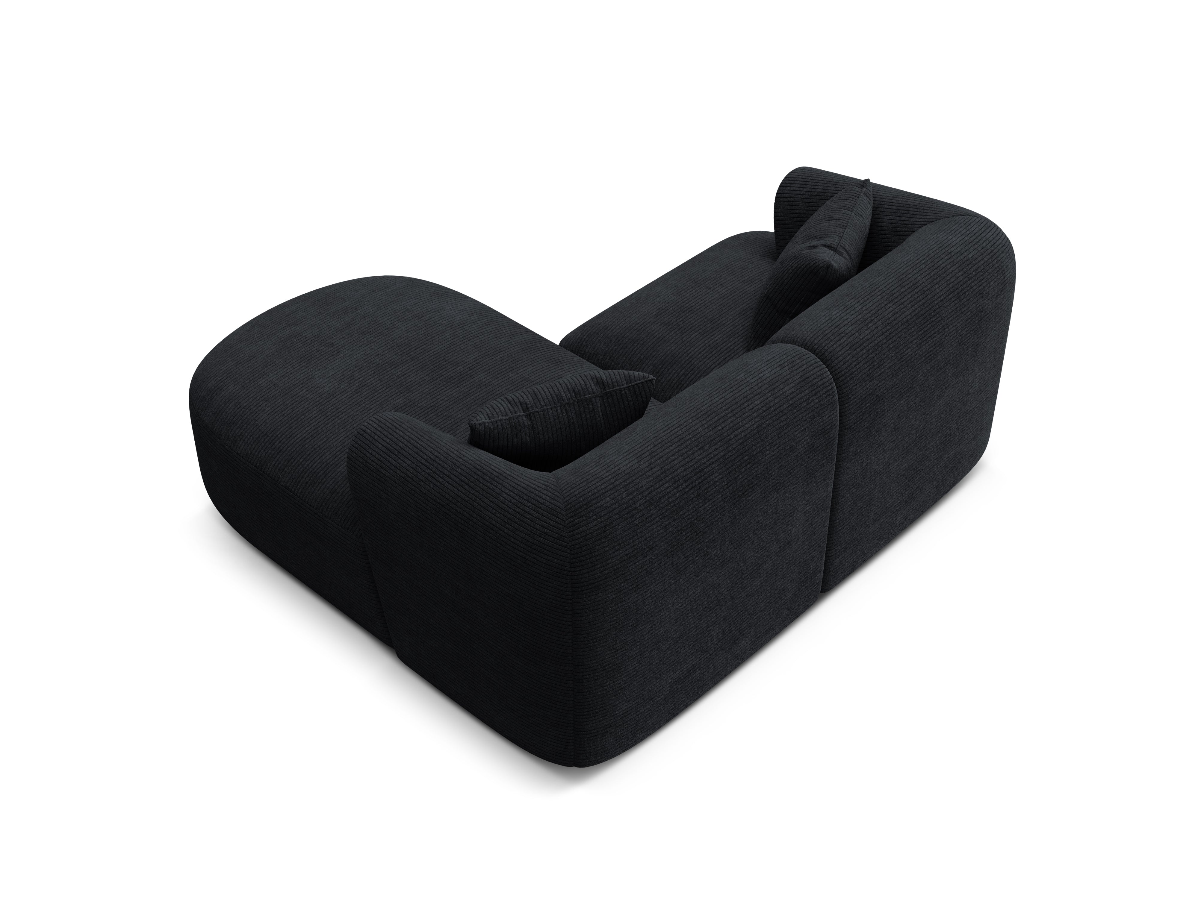 Rechtsseitige 3-Sitzer-Couch CAMPI schwarzes Cord