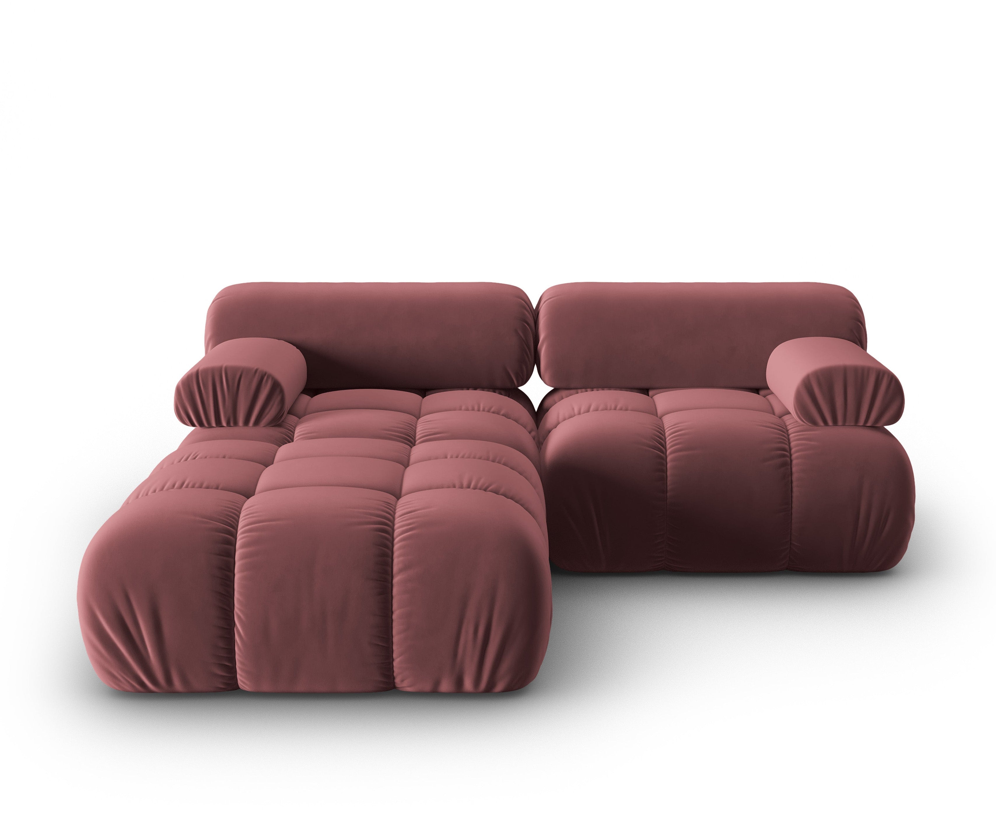 Samt-Ecksofa 3-Sitzer CORTINA rosa