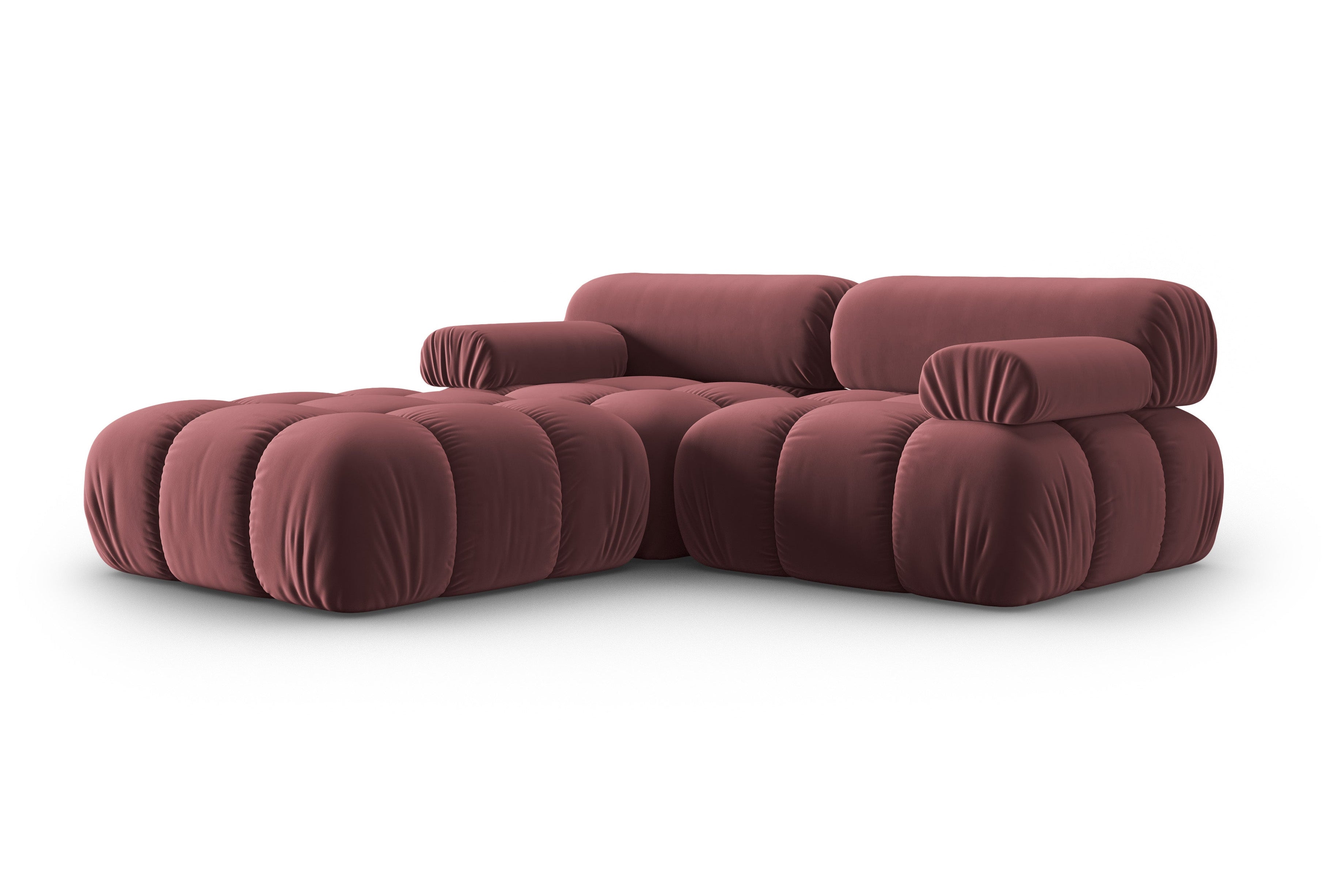 Samt-Ecksofa 3-Sitzer CORTINA rosa