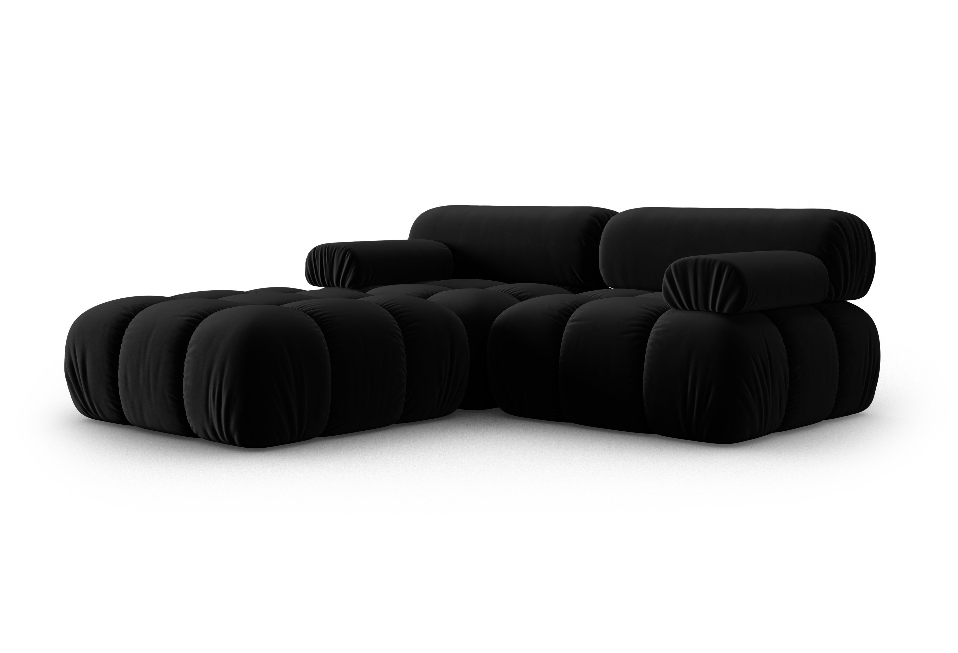 CORTINA Black Velvet 3-Seater Sofa