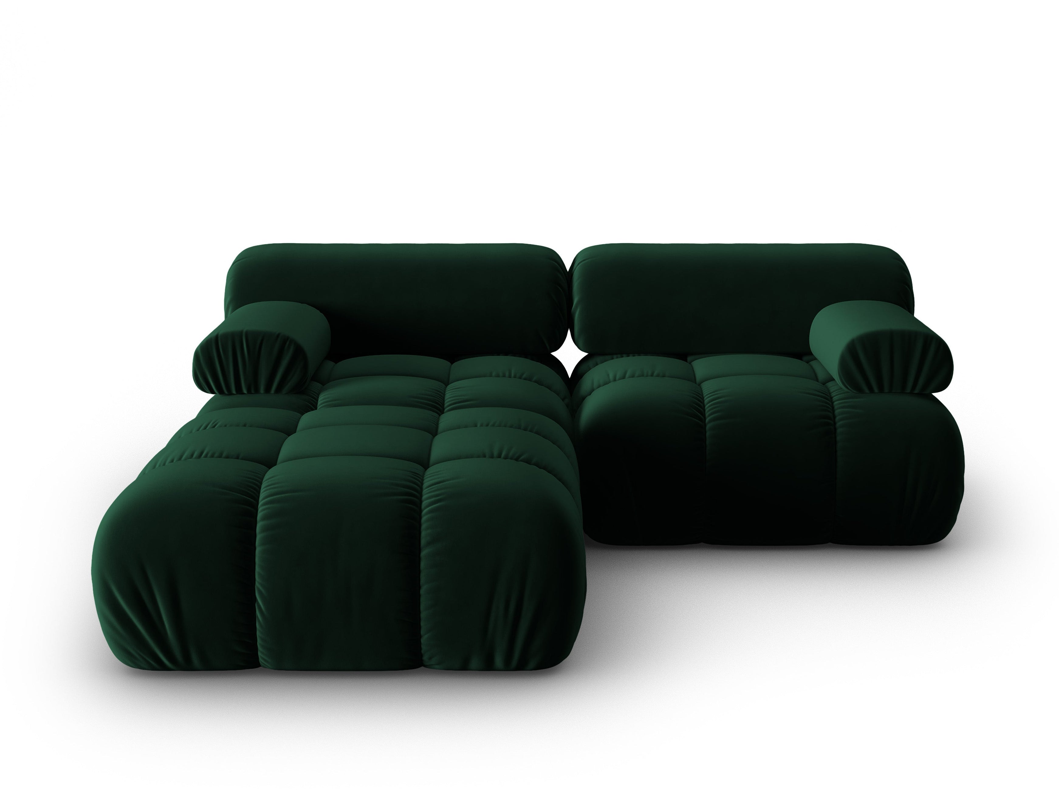 CORTINA Velvet Corner Sofa for 3 in Bottle Green