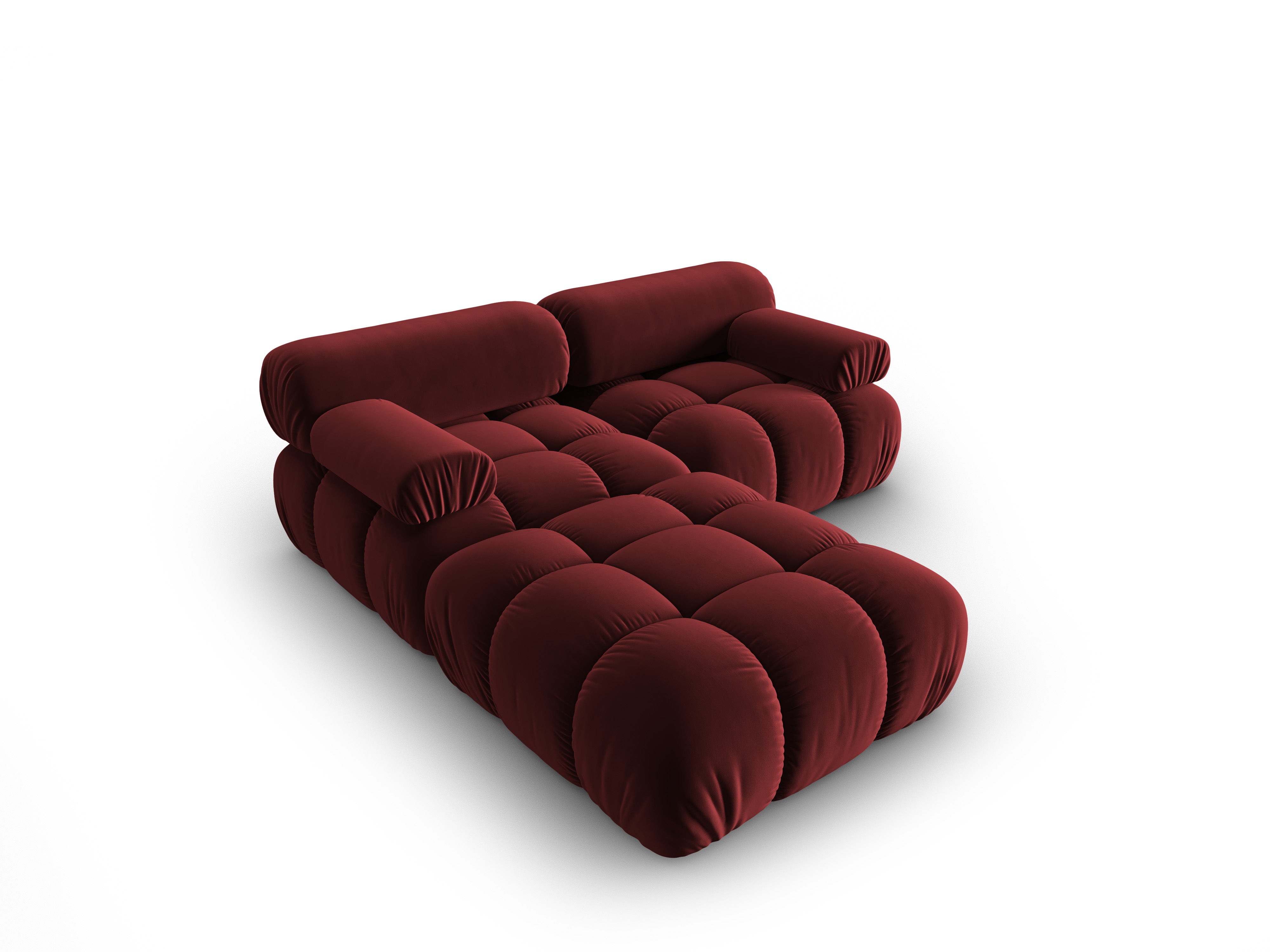 CORTINA Velvet Corner Sofa for 3 People in Wine Red