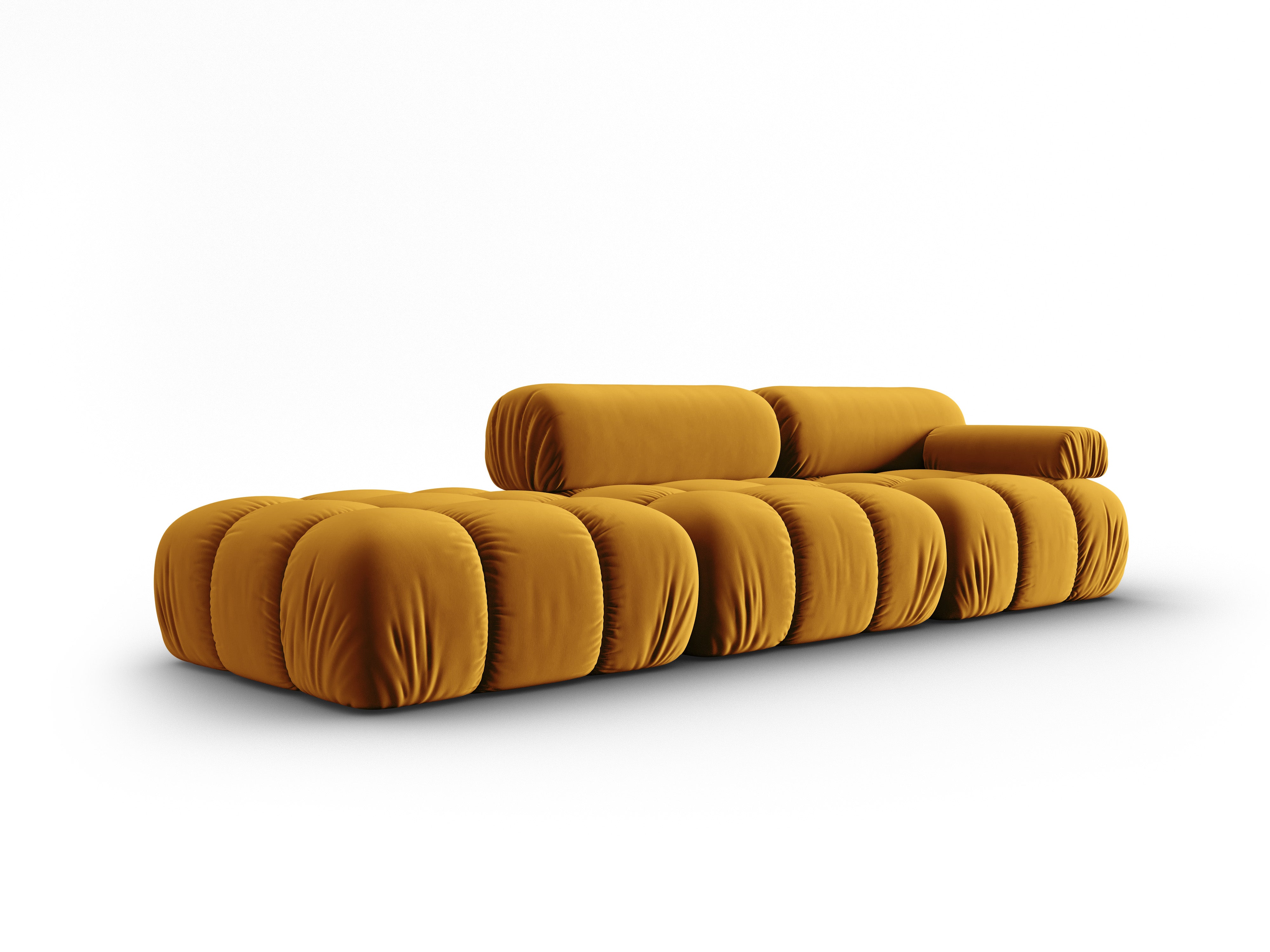 Sofa aus Samt, 3-Sitzer, offene linke Seite, CORTINA, gelb