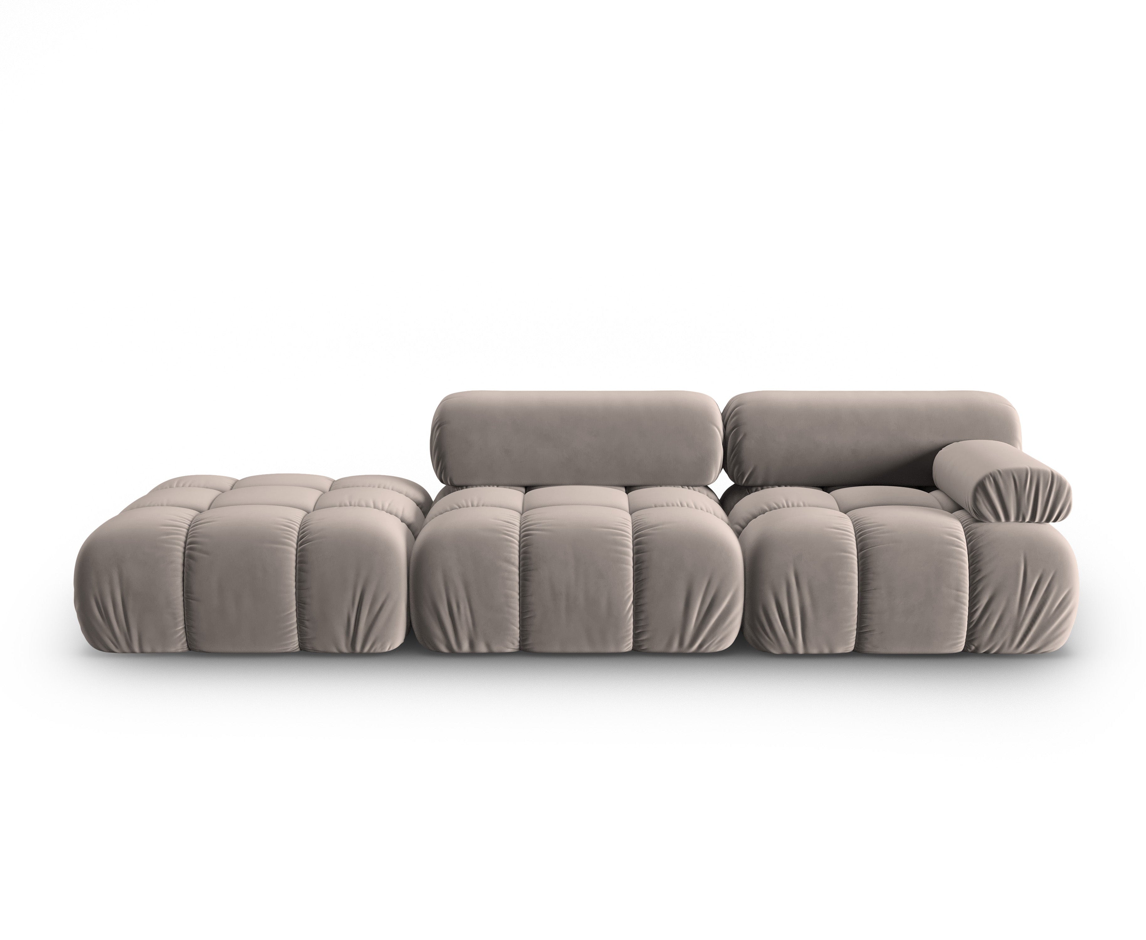 Sofa aus Samt, 3-Sitzer, offene linke Seite, CORTINA in Cappuccino.