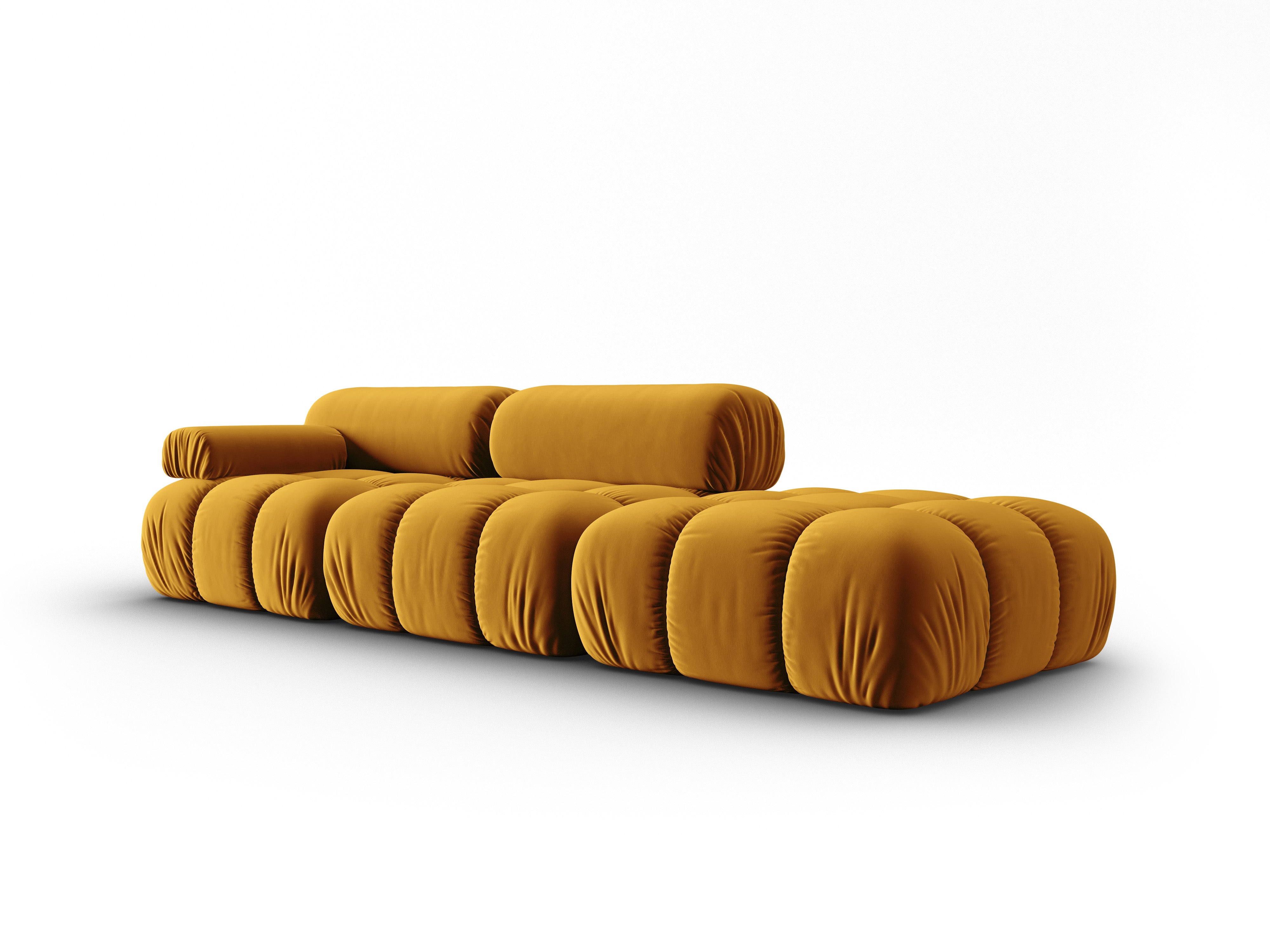 Sofa aus Samt, 3-Sitzer, offene rechte Seite, CORTINA, gelb