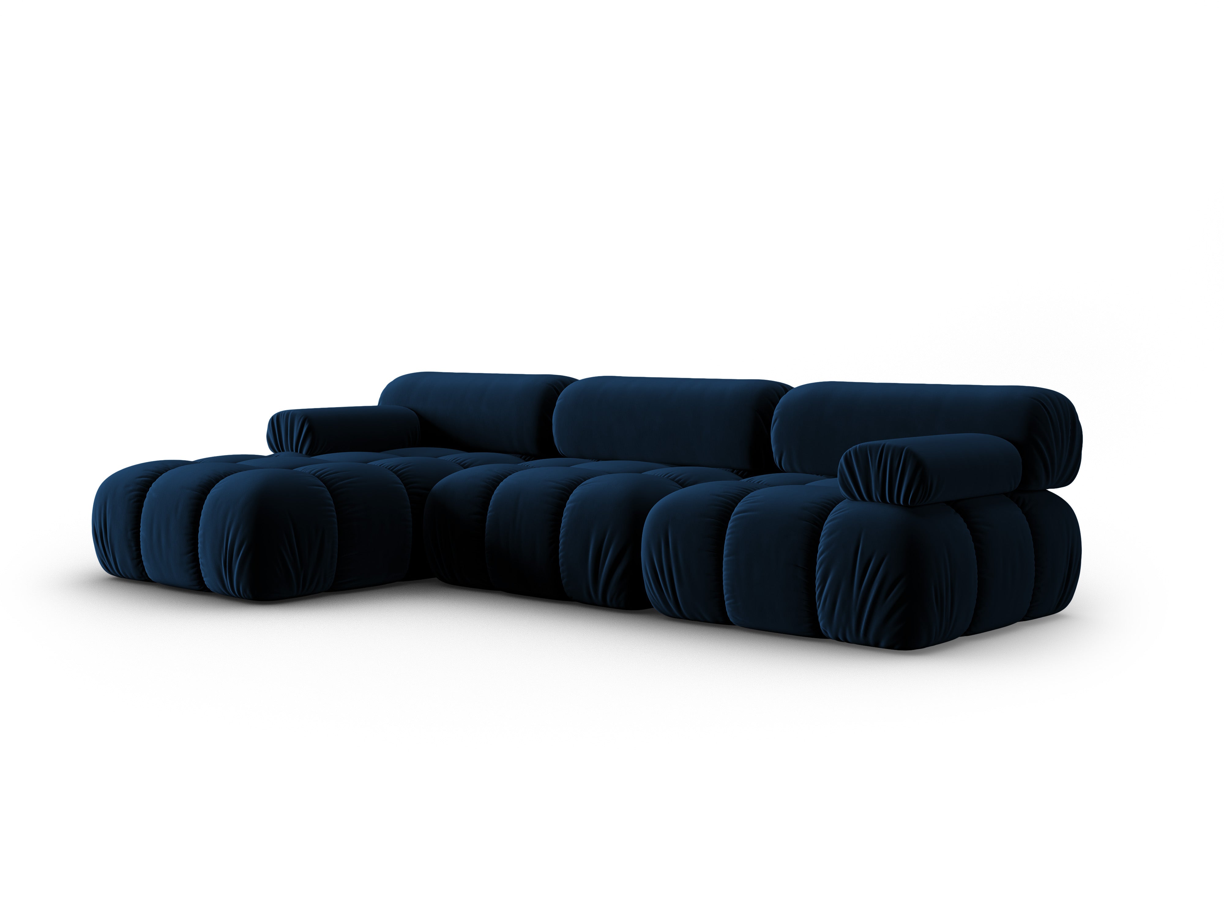 Velvet Corner Sofa for 4 People, Left Side, CORTINA, Royal Blue