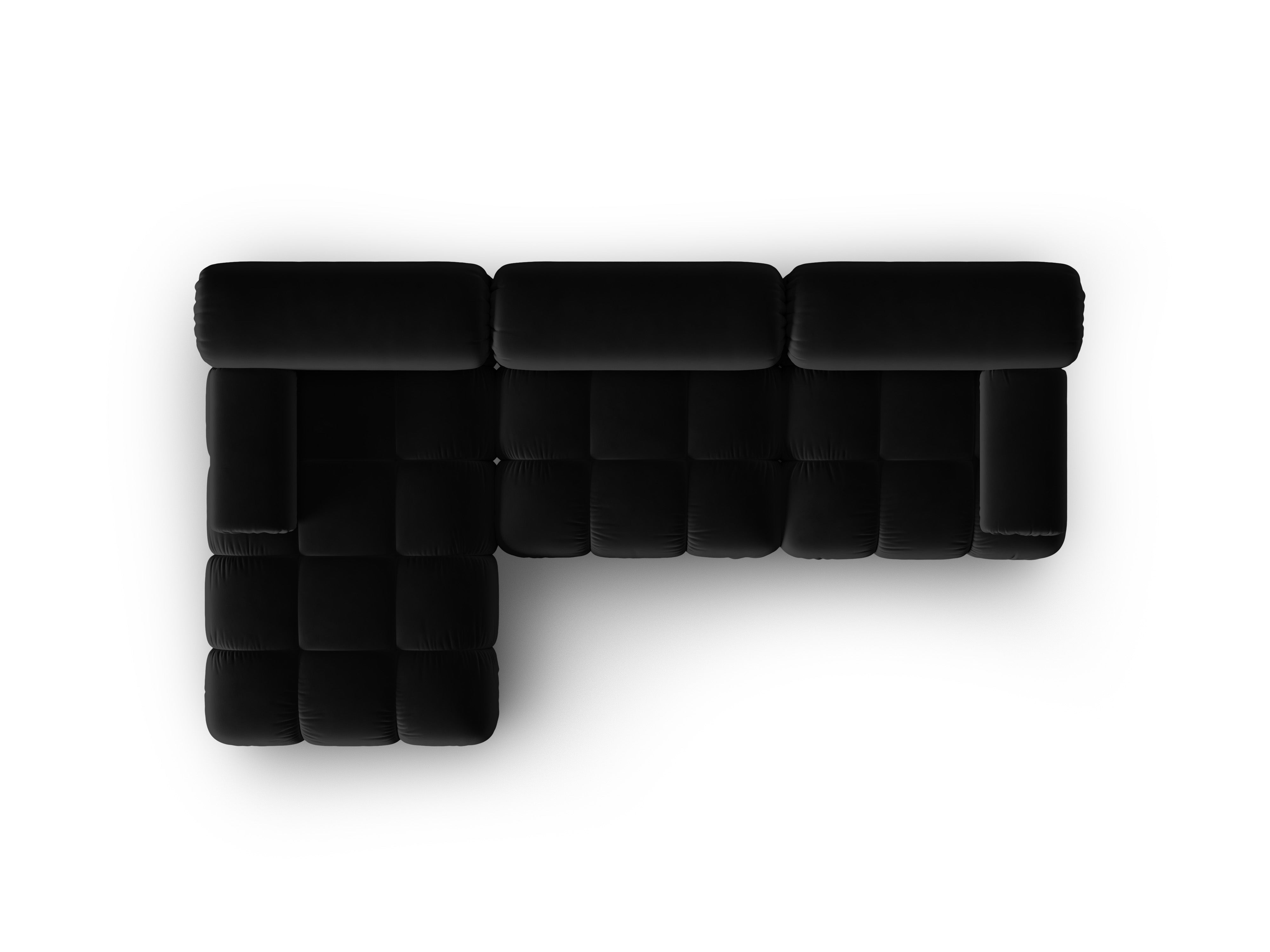Samt-Ecksofa für 4 Personen links CORTINA schwarz