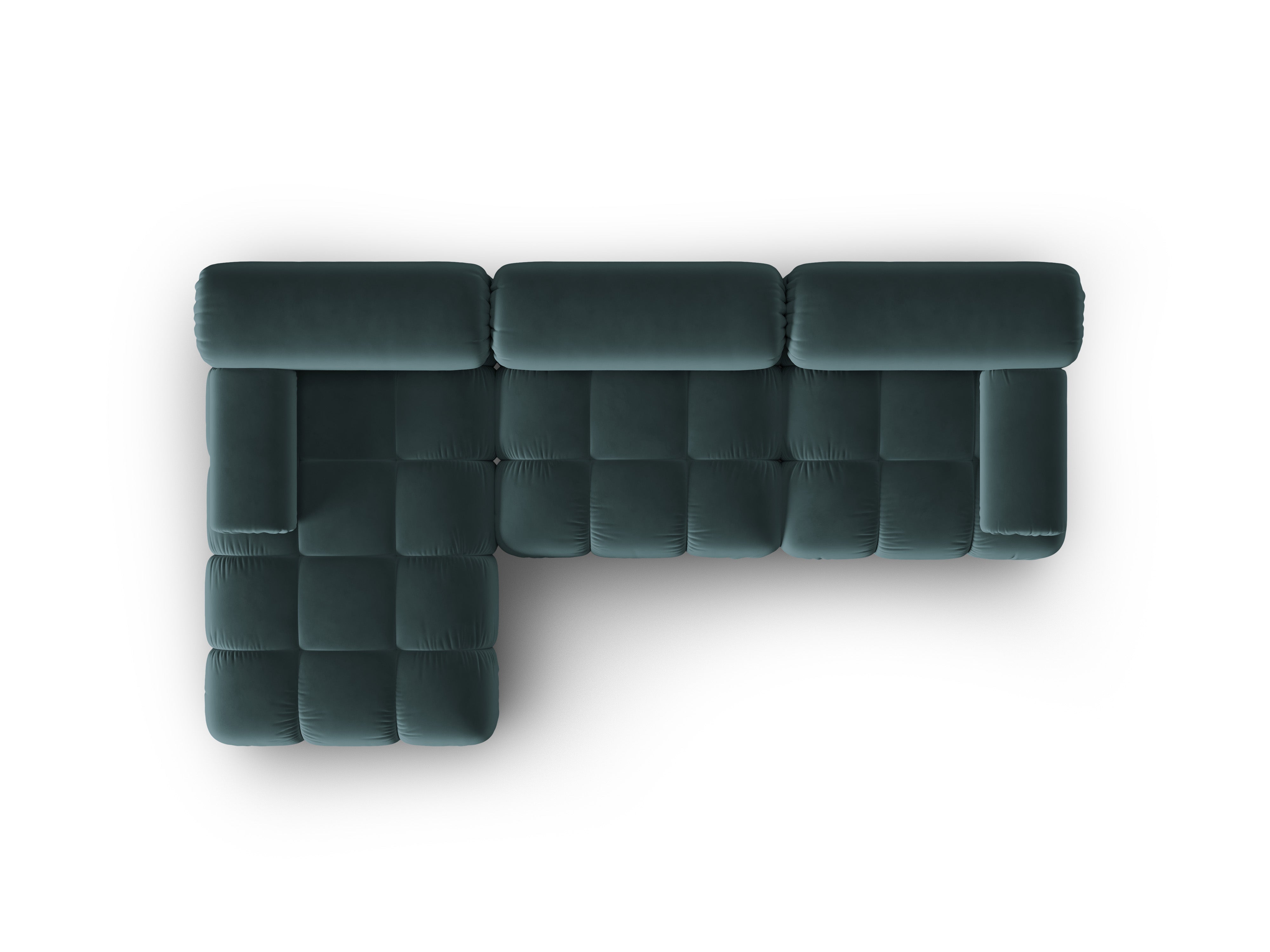 Turquoise Velvet Left-Handed 4-Seater Sofa CORTINA