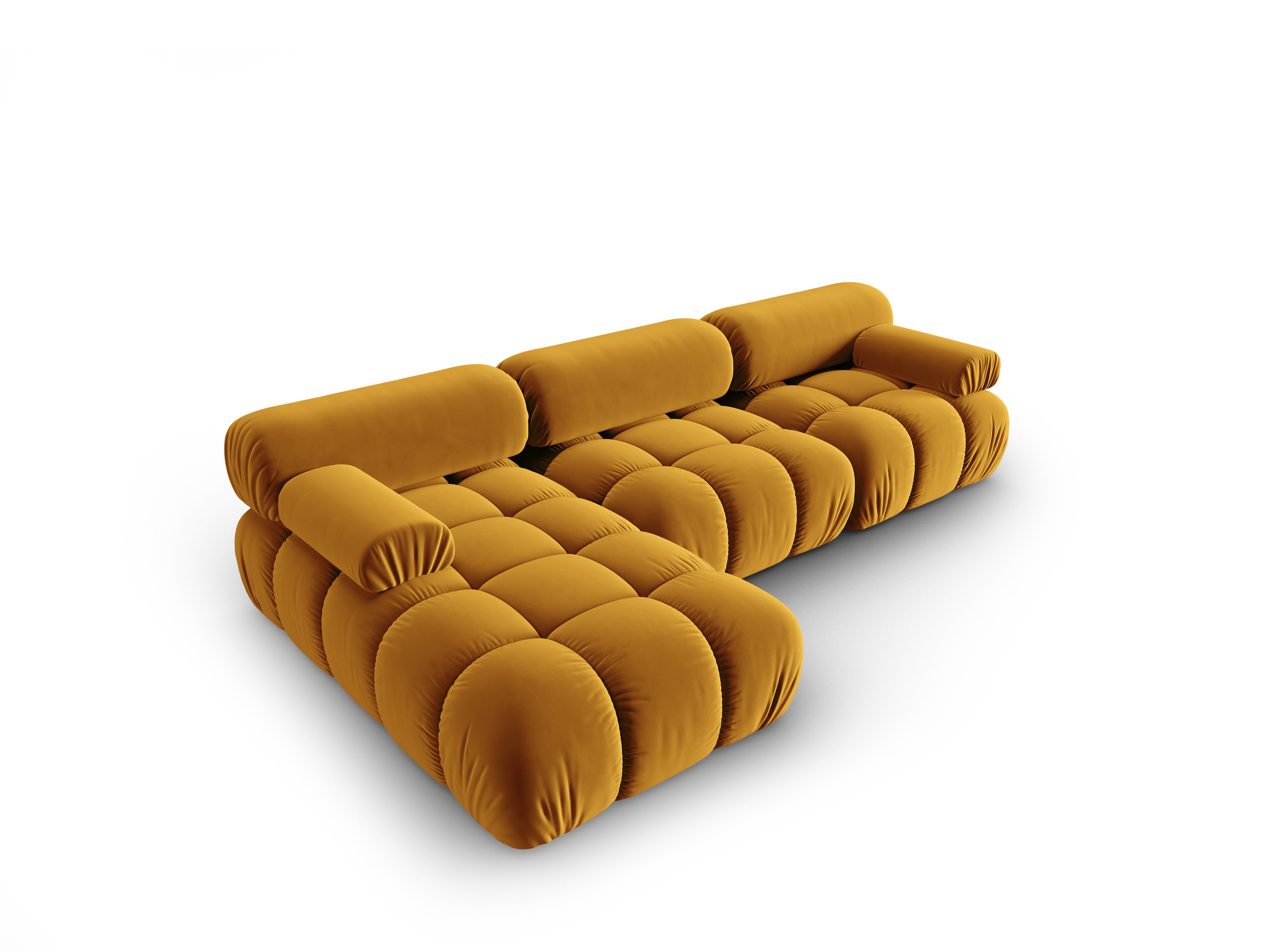 Yellow left-facing velvet corner sofa for 4 people CORTINA [Ewelina] [Amelia spr]